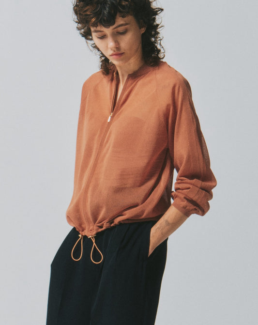 COTTON SHEER ZIP UP BLOUSON