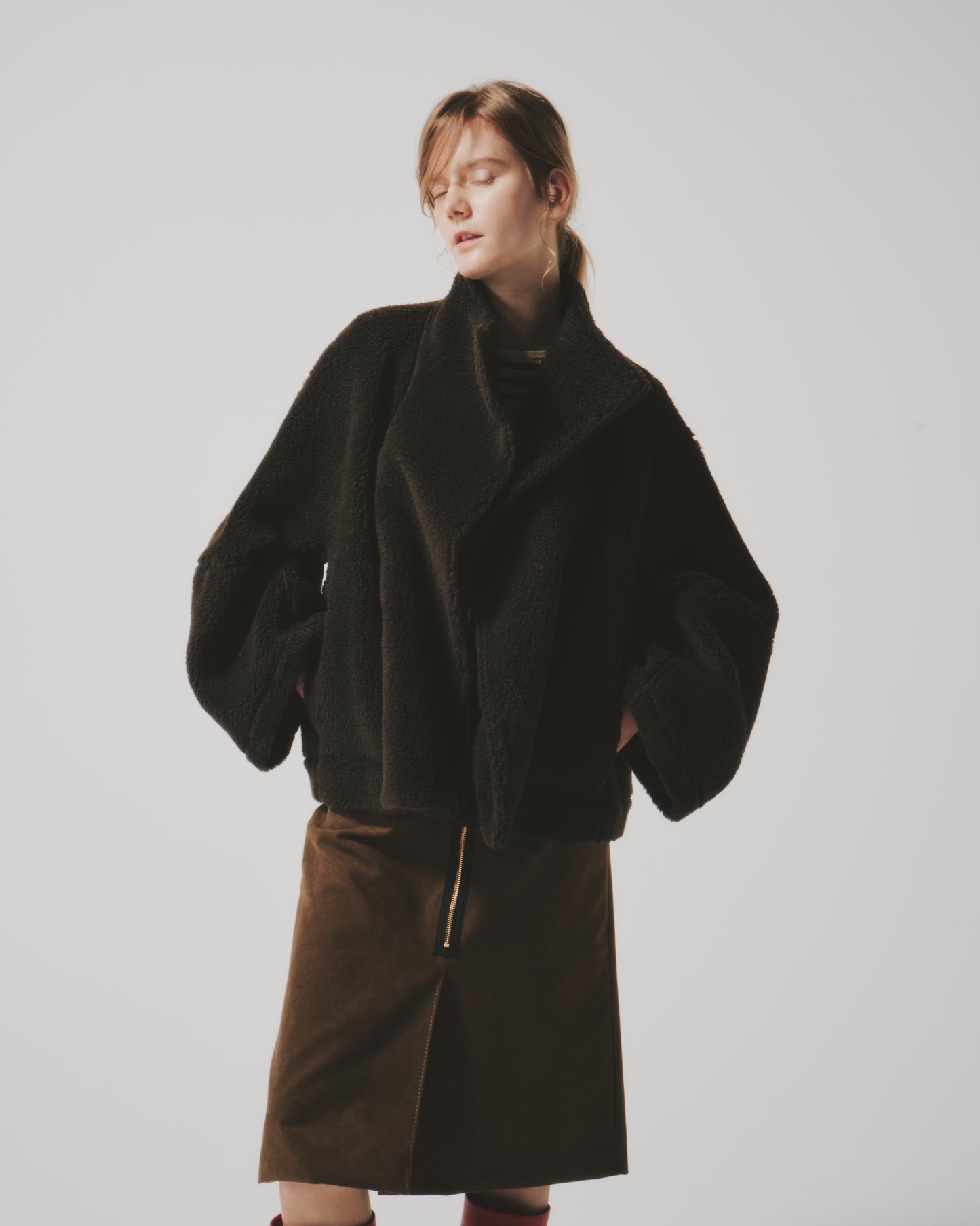 【予約商品】POODLE HI/N SHORT DOT COAT(BROWN)