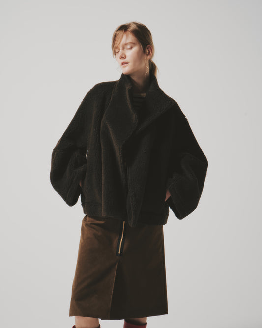 【予約商品】POODLE HI/N SHORT DOT COAT(BROWN)