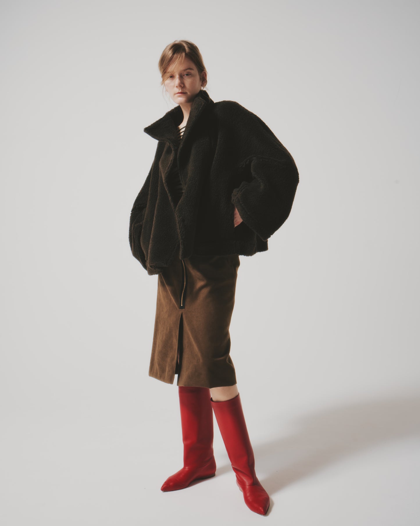 【予約商品】POODLE HI/N SHORT DOT COAT(BROWN)