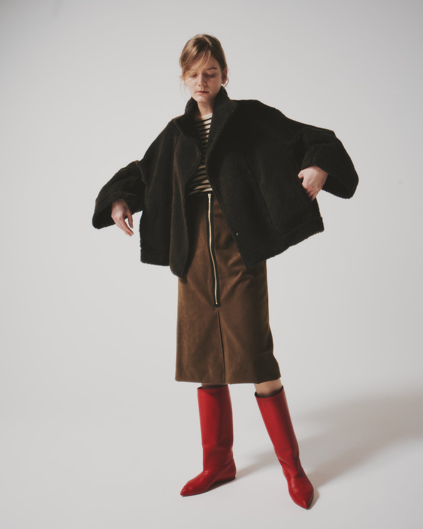 【予約商品】POODLE HI/N SHORT DOT COAT(BROWN)