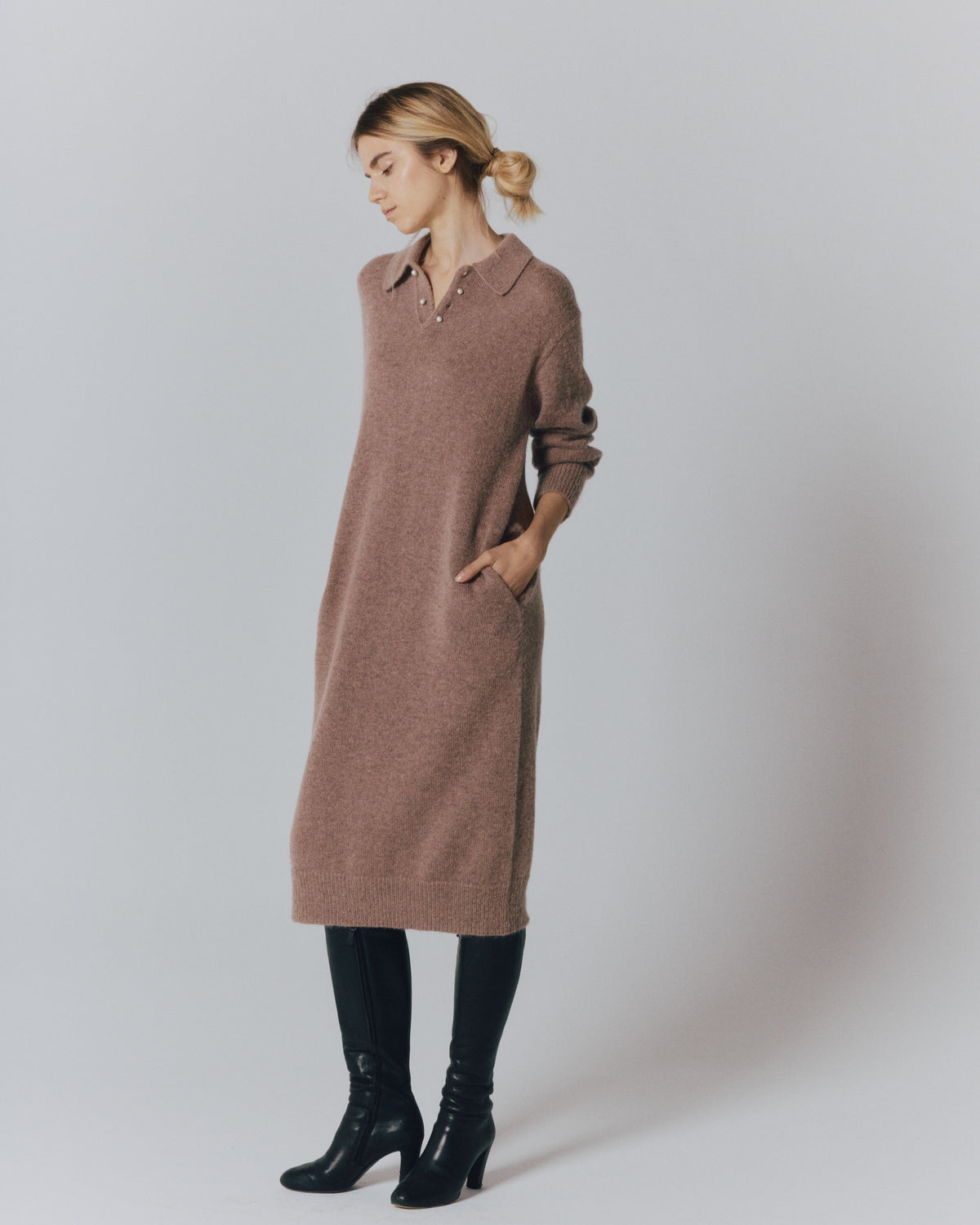 【予約】MOHAIR PEARL/B POLO DRESS