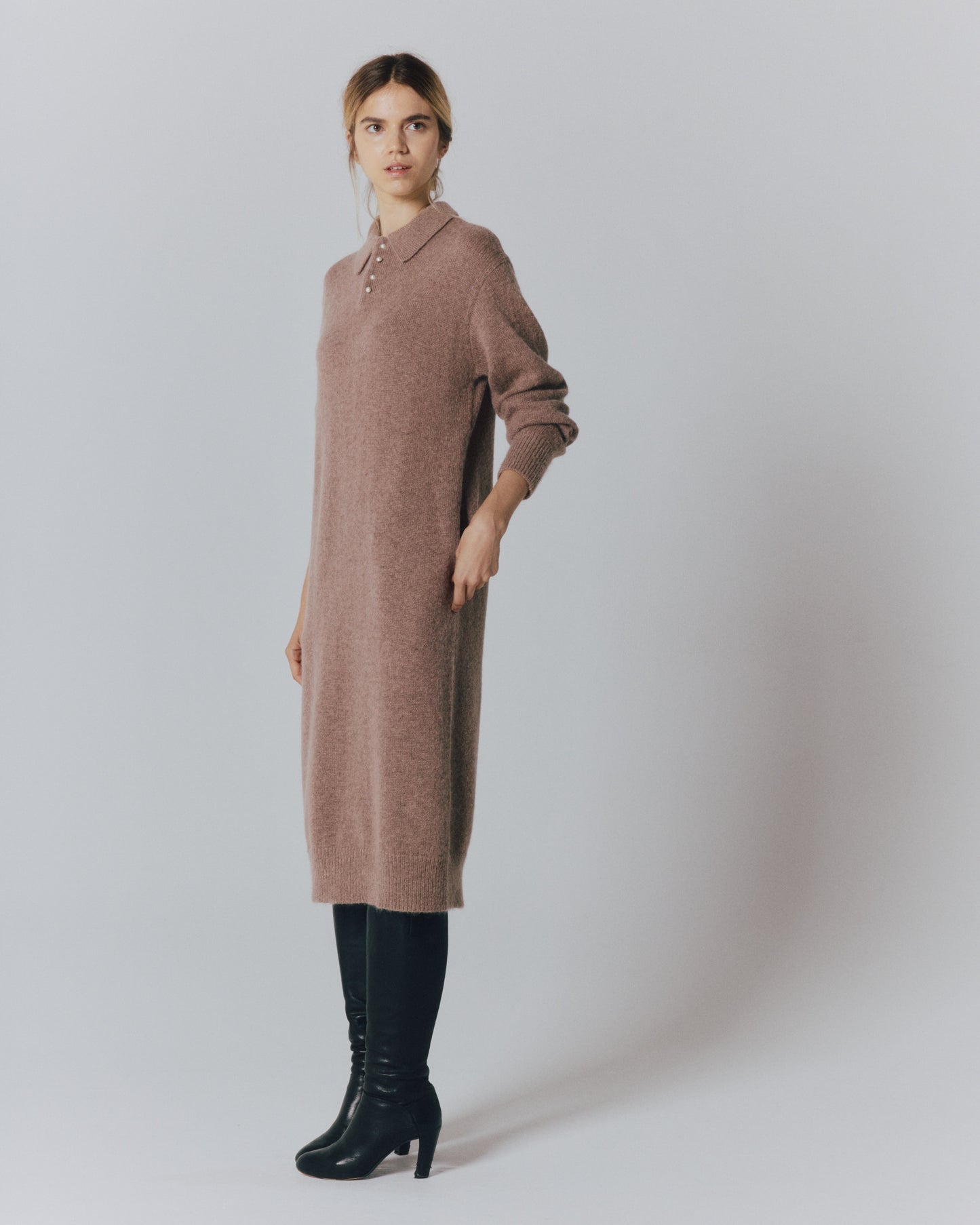 【予約】MOHAIR PEARL/B POLO DRESS