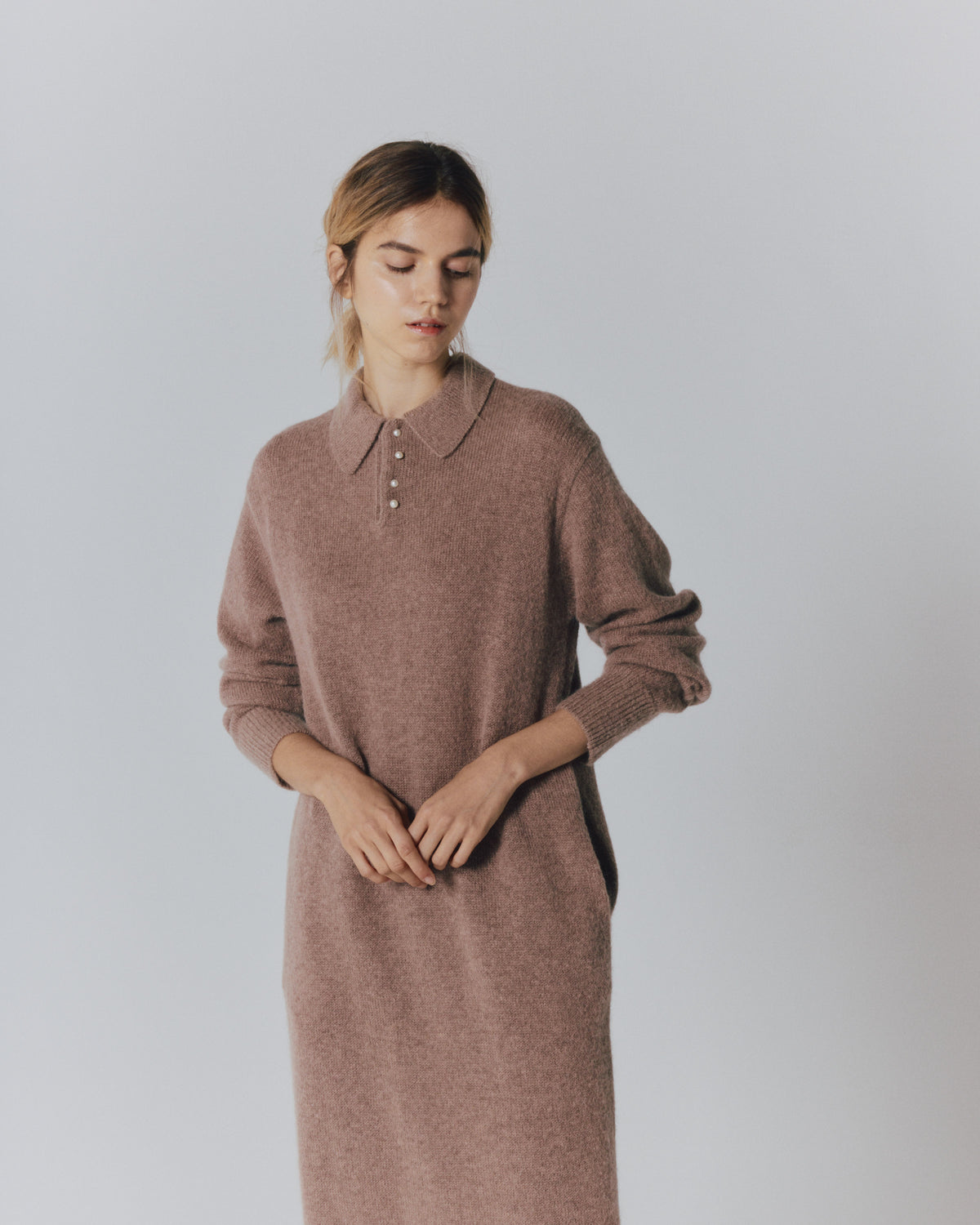 【予約】MOHAIR PEARL/B POLO DRESS