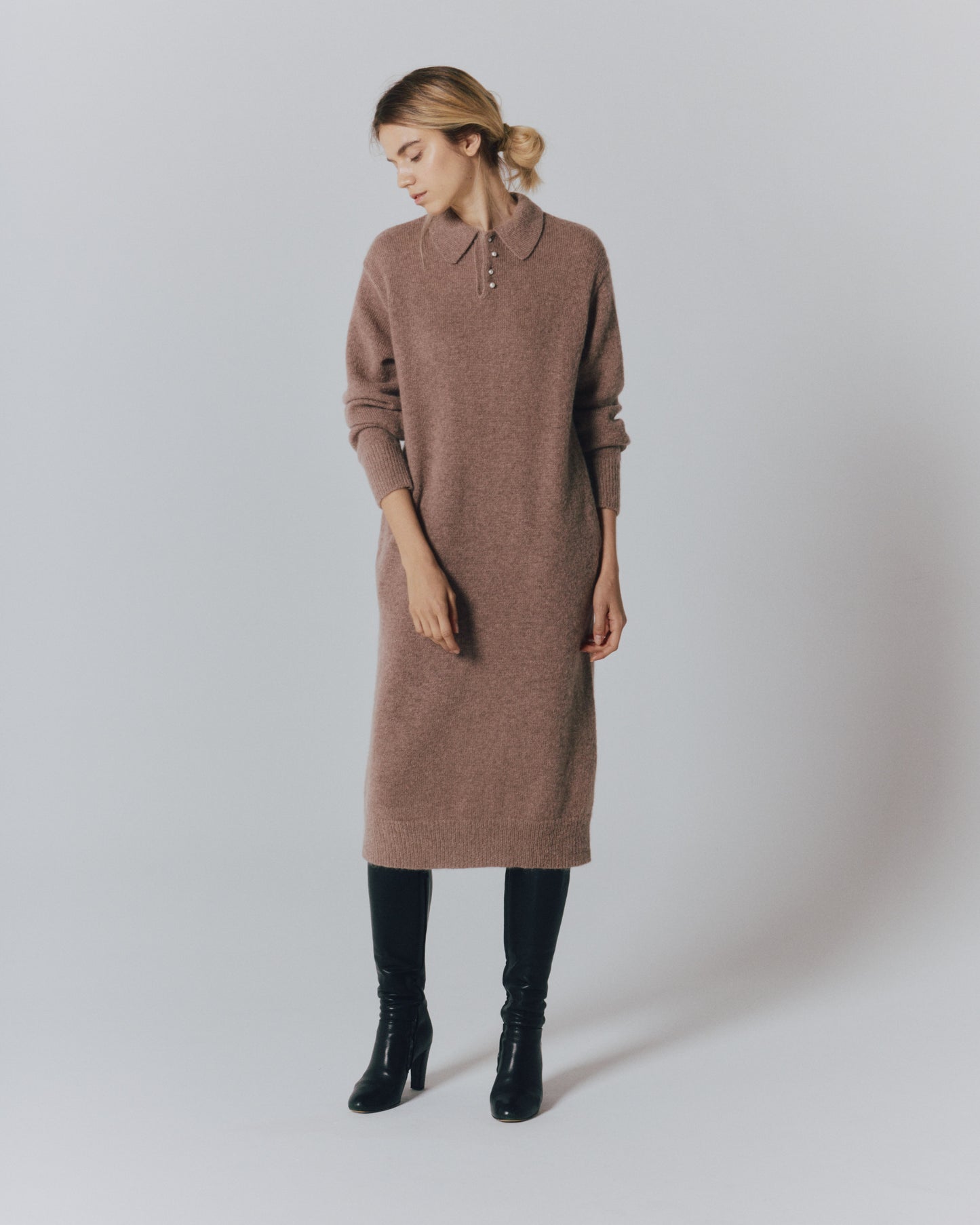 【予約】MOHAIR PEARL/B POLO DRESS