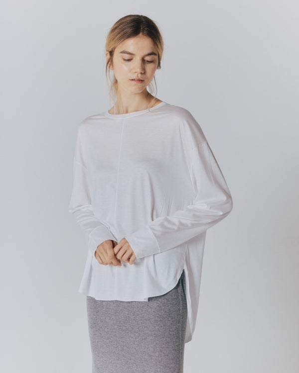 TENCEL ROUND/HEM LS TEE