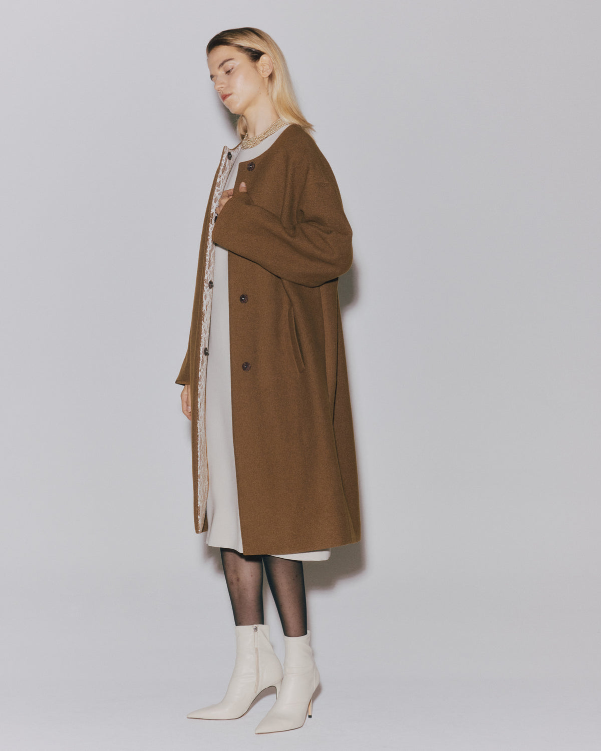 【予約】BOUCLE/LACE  SNAP LONG  COAT