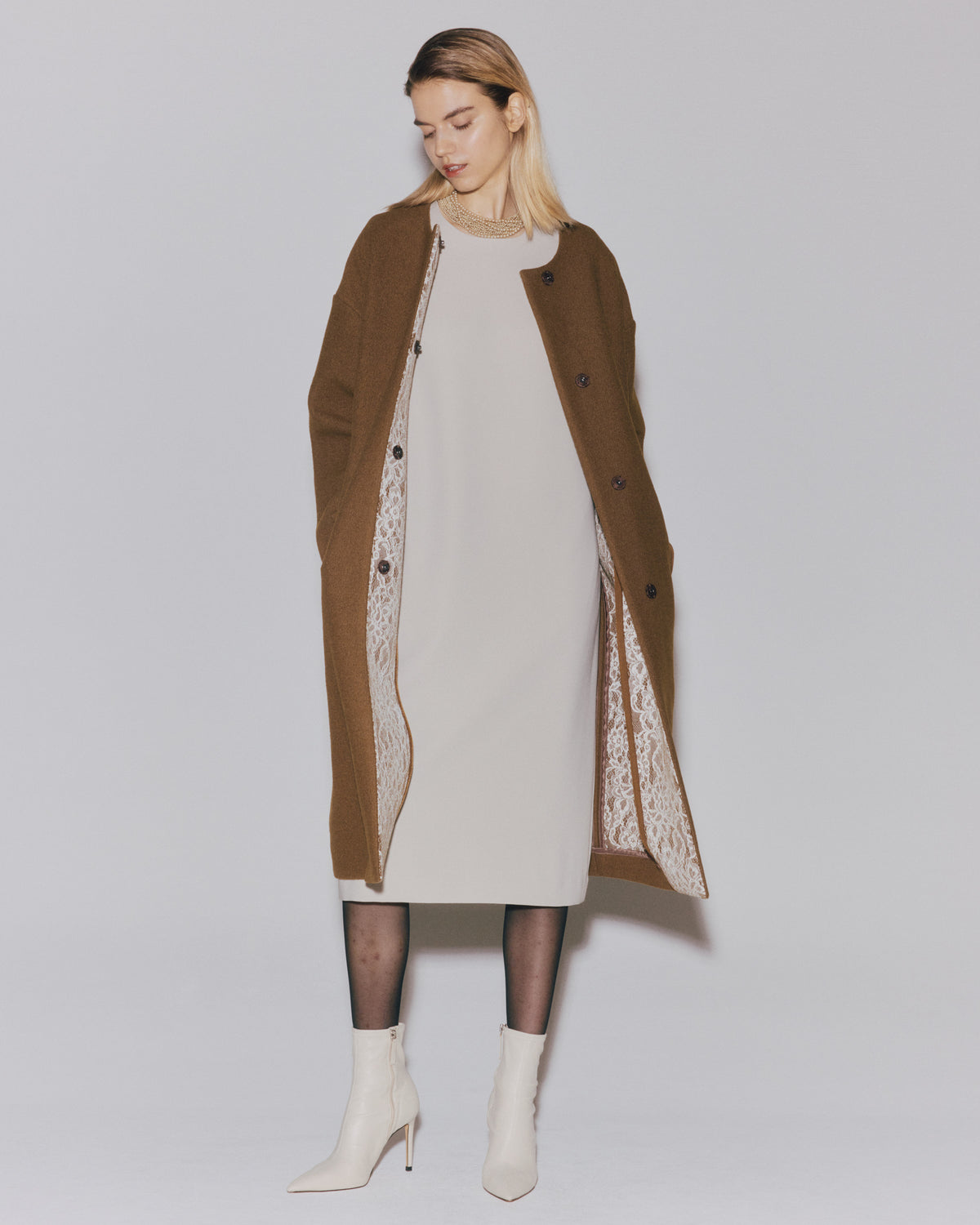 【予約】BOUCLE/LACE  SNAP LONG  COAT