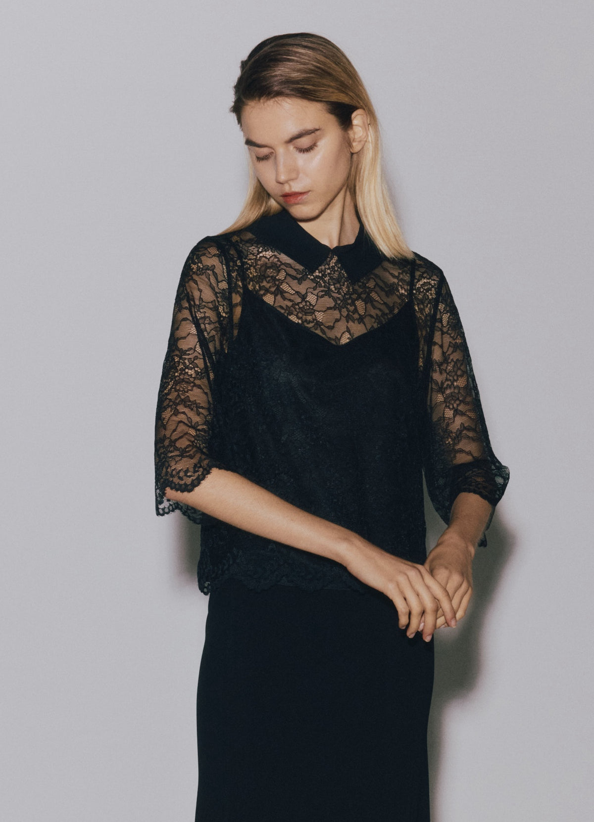 RUSSELL LACE/W COLLAR TOPS