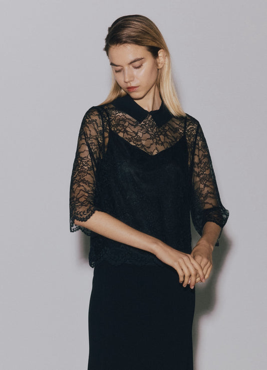 RUSSELL LACE/W COLLAR TOPS