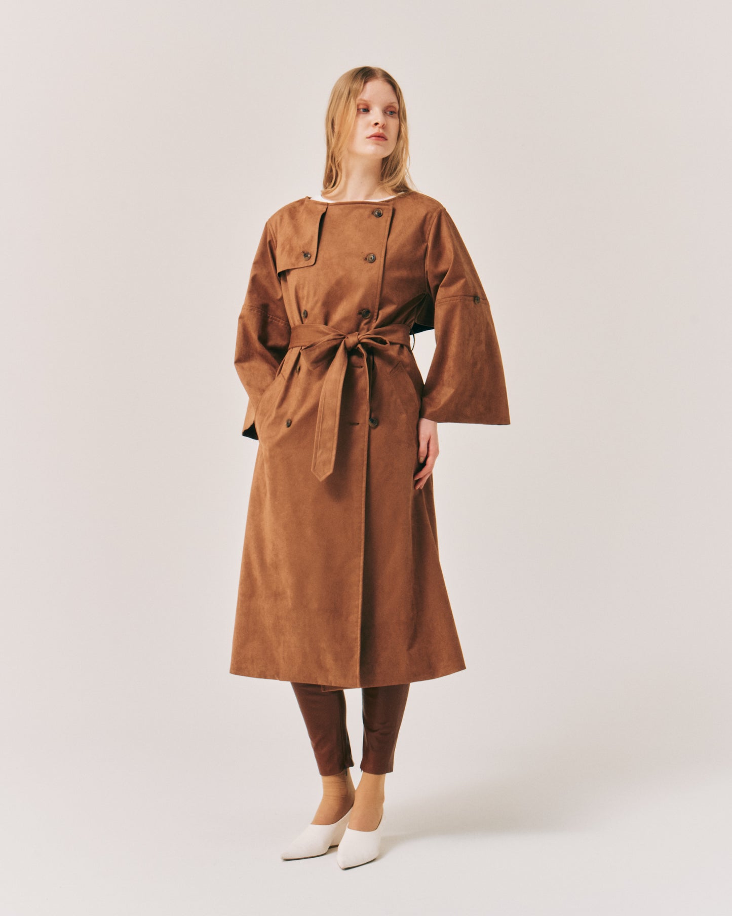 SUEDE CREW BIG/SLEEVE COAT