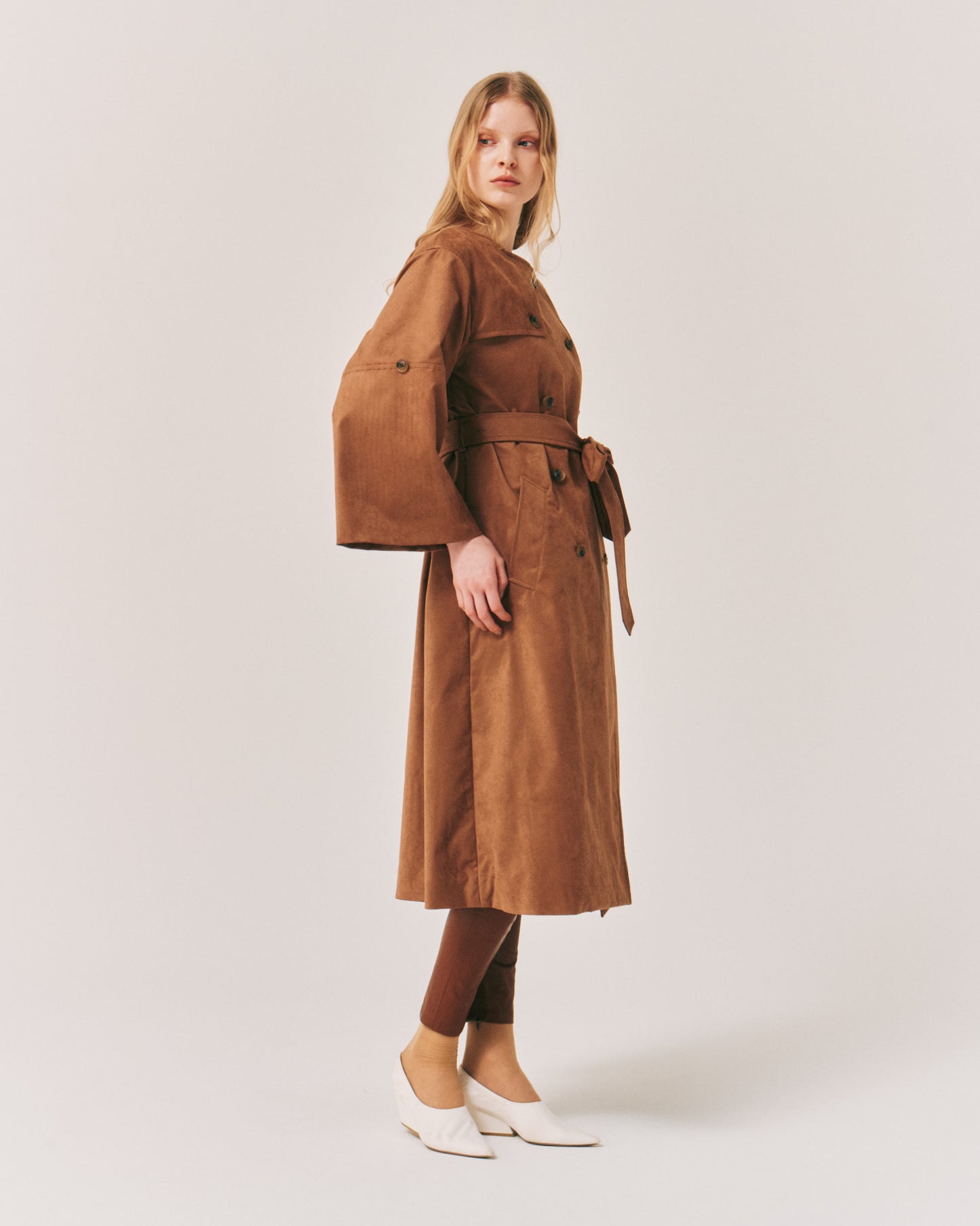 SUEDE CREW BIG/SLEEVE COAT