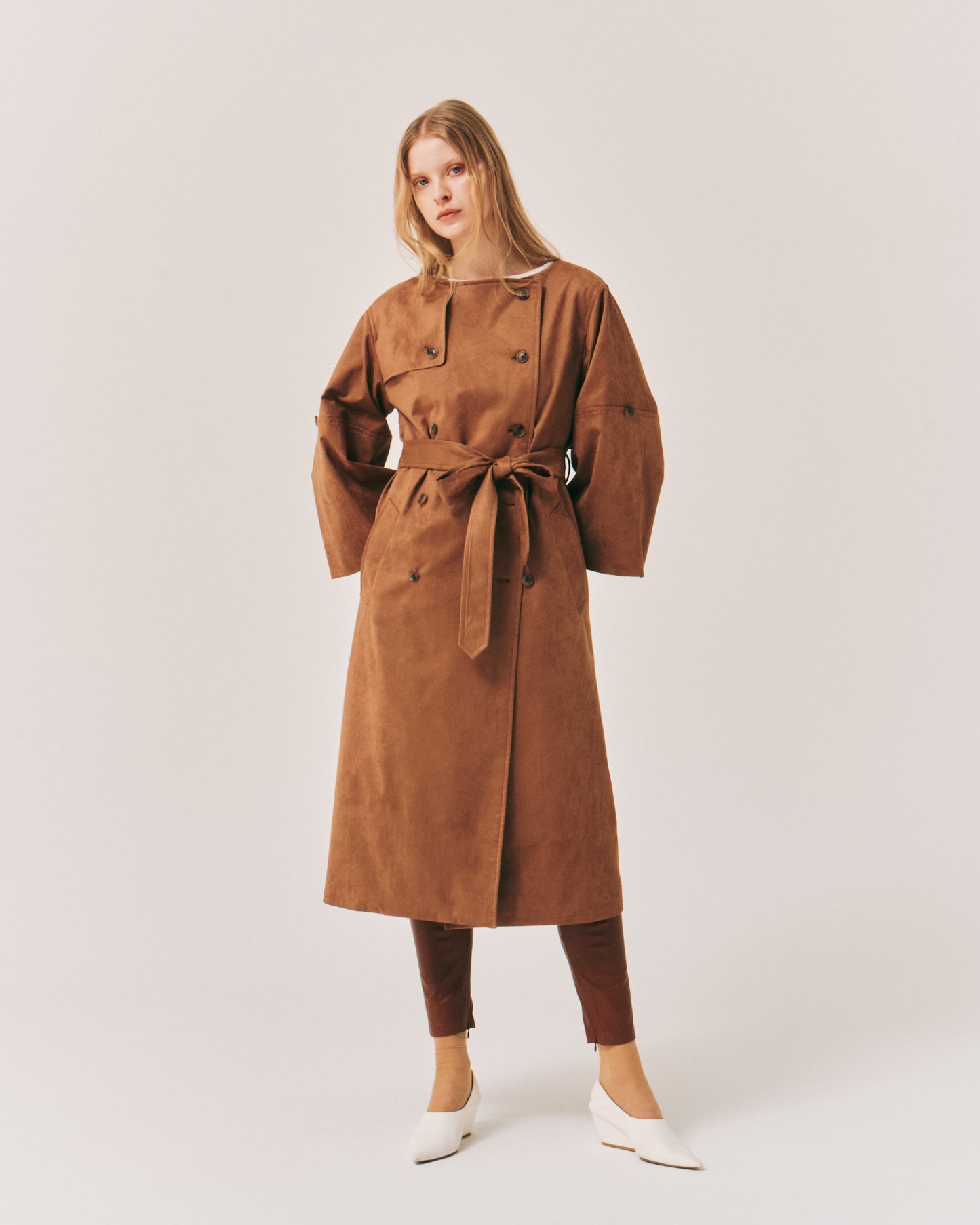 SUEDE CREW BIG/SLEEVE COAT