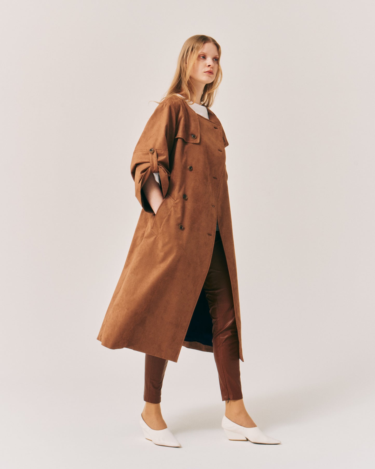 SUEDE CREW BIG/SLEEVE COAT