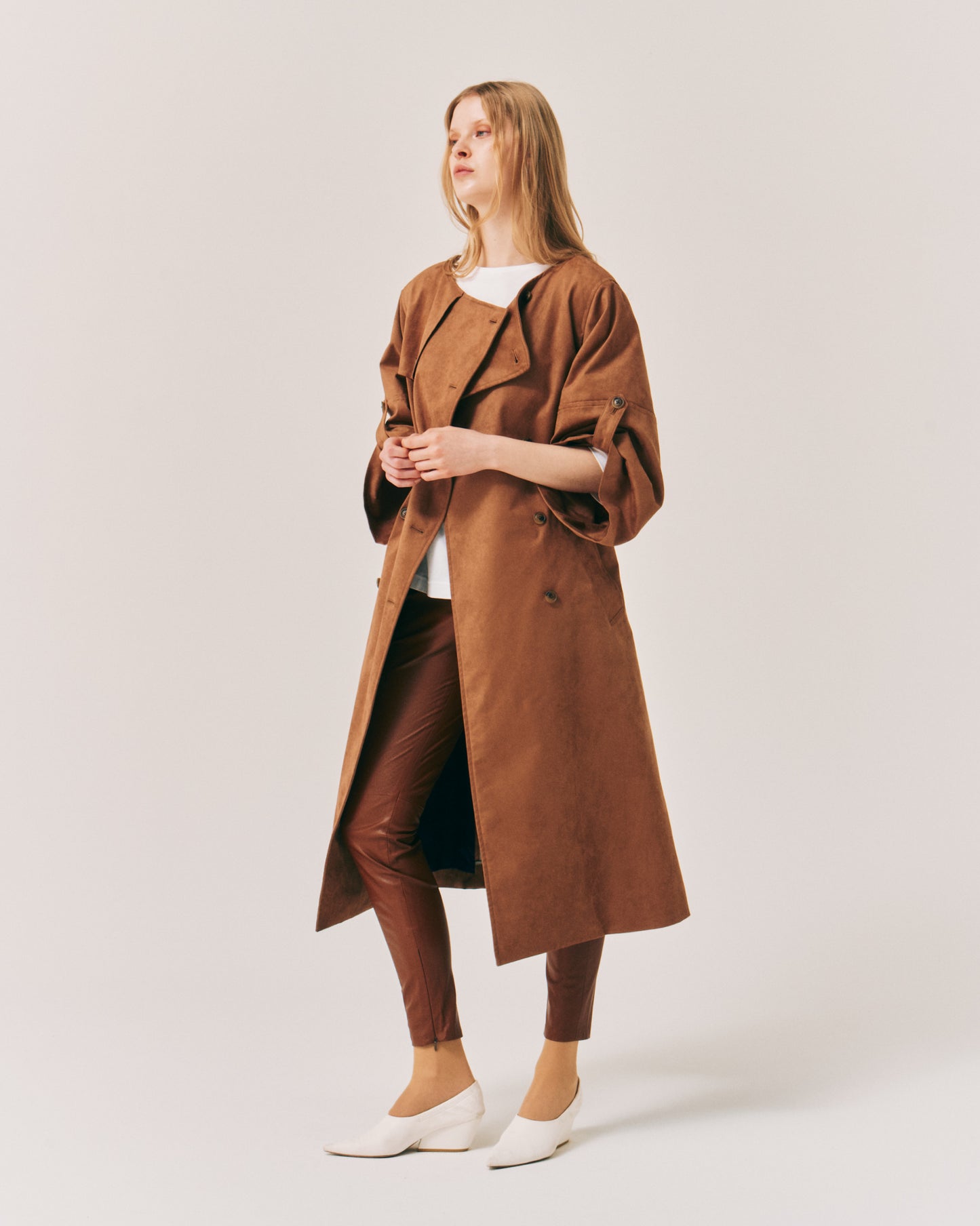 SUEDE CREW BIG/SLEEVE COAT