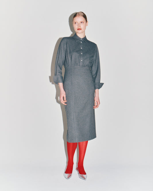 TWILL PEARL/B SHIRTS DRESS