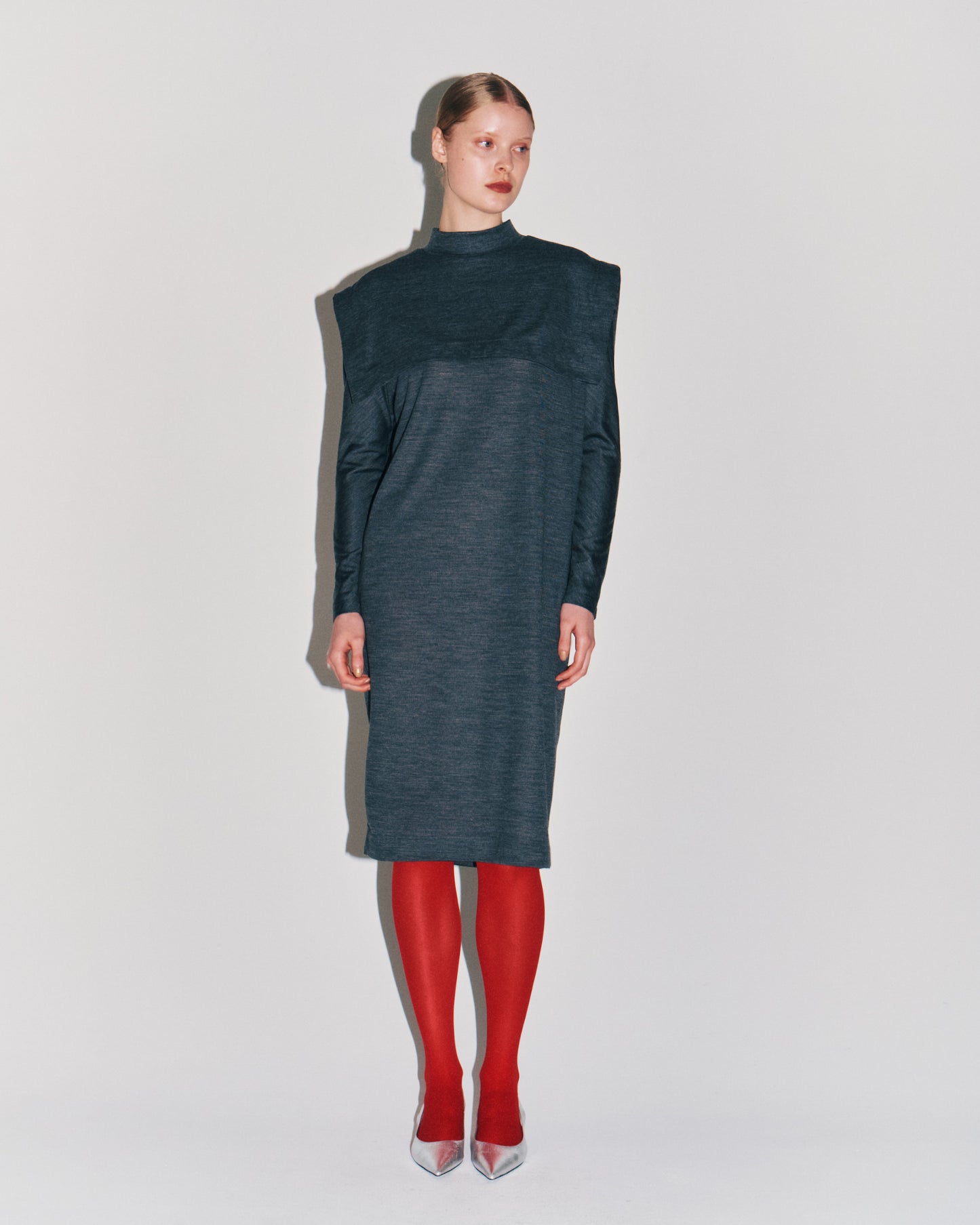 WOOL JRSY CAPE DRESS