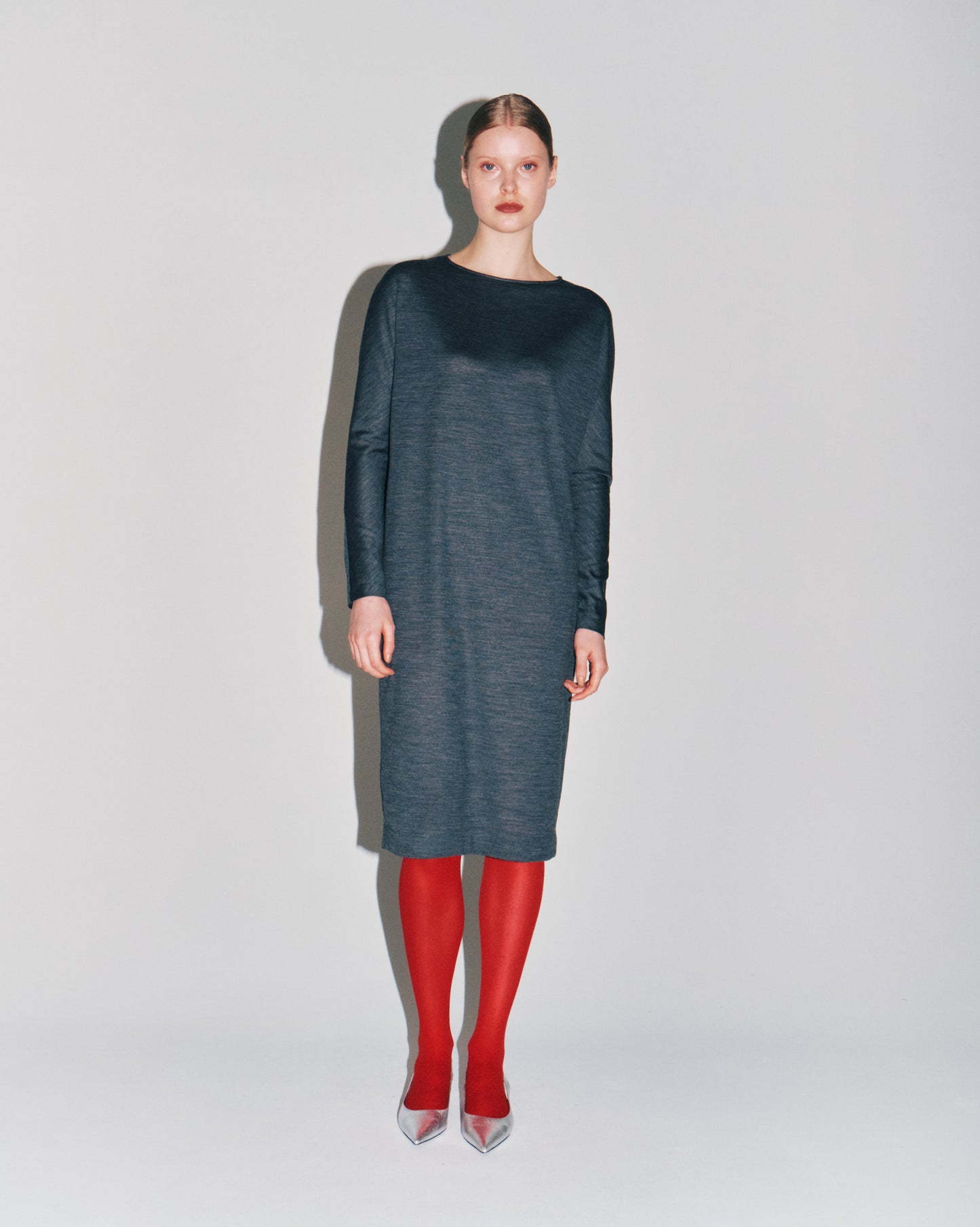 WOOL JRSY CAPE DRESS