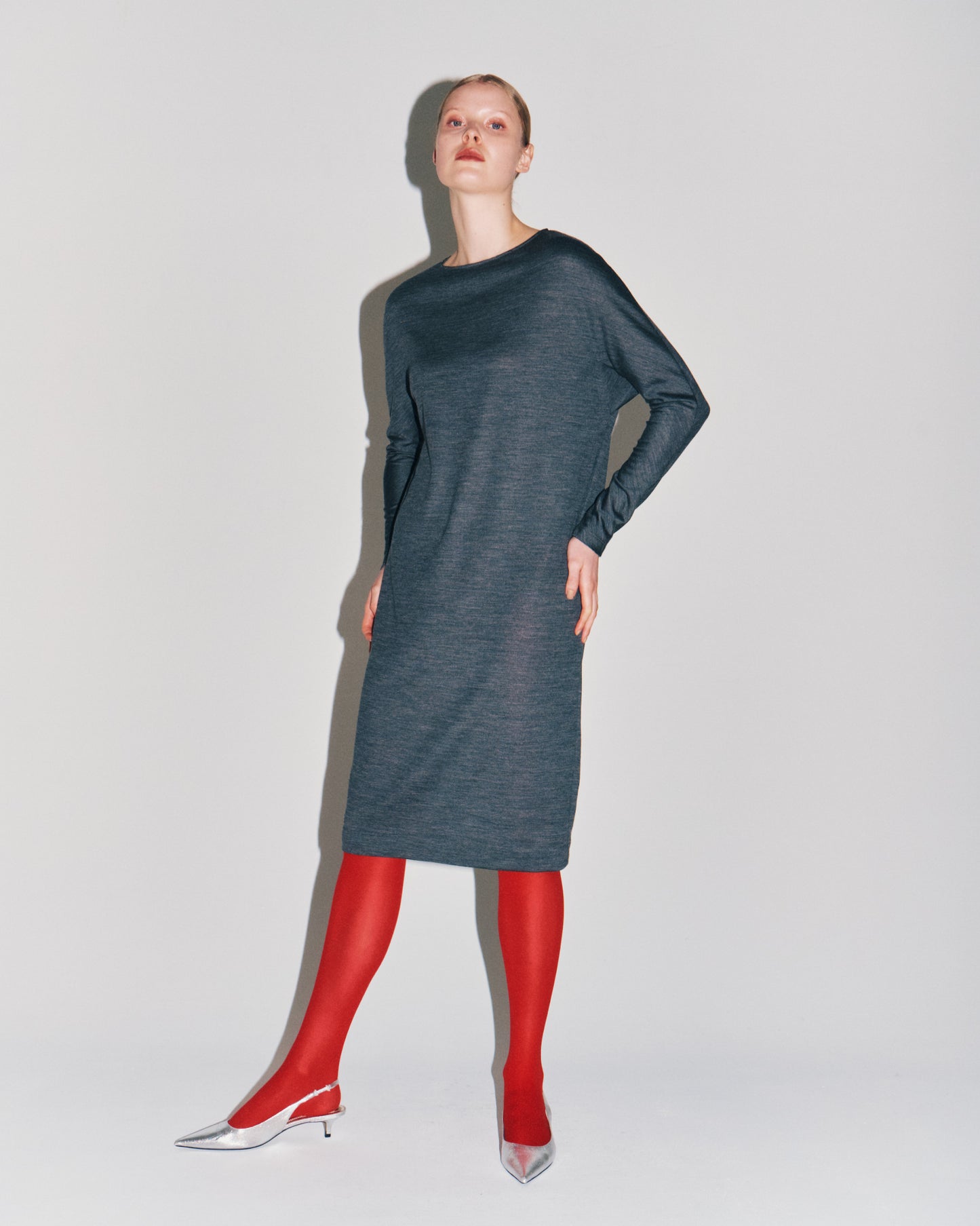 WOOL JRSY CAPE DRESS