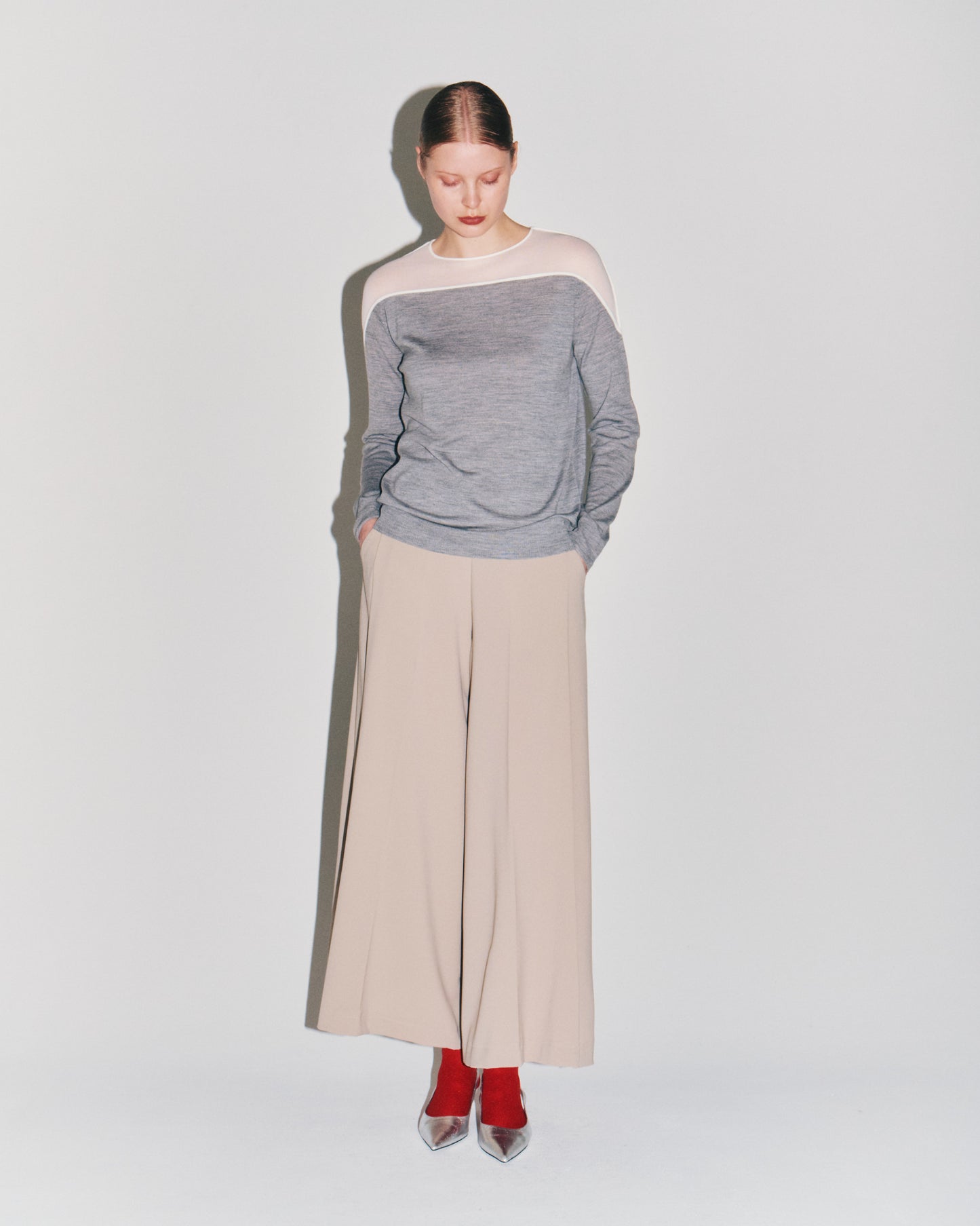 TRICOT WIDE FLAIR PANTS