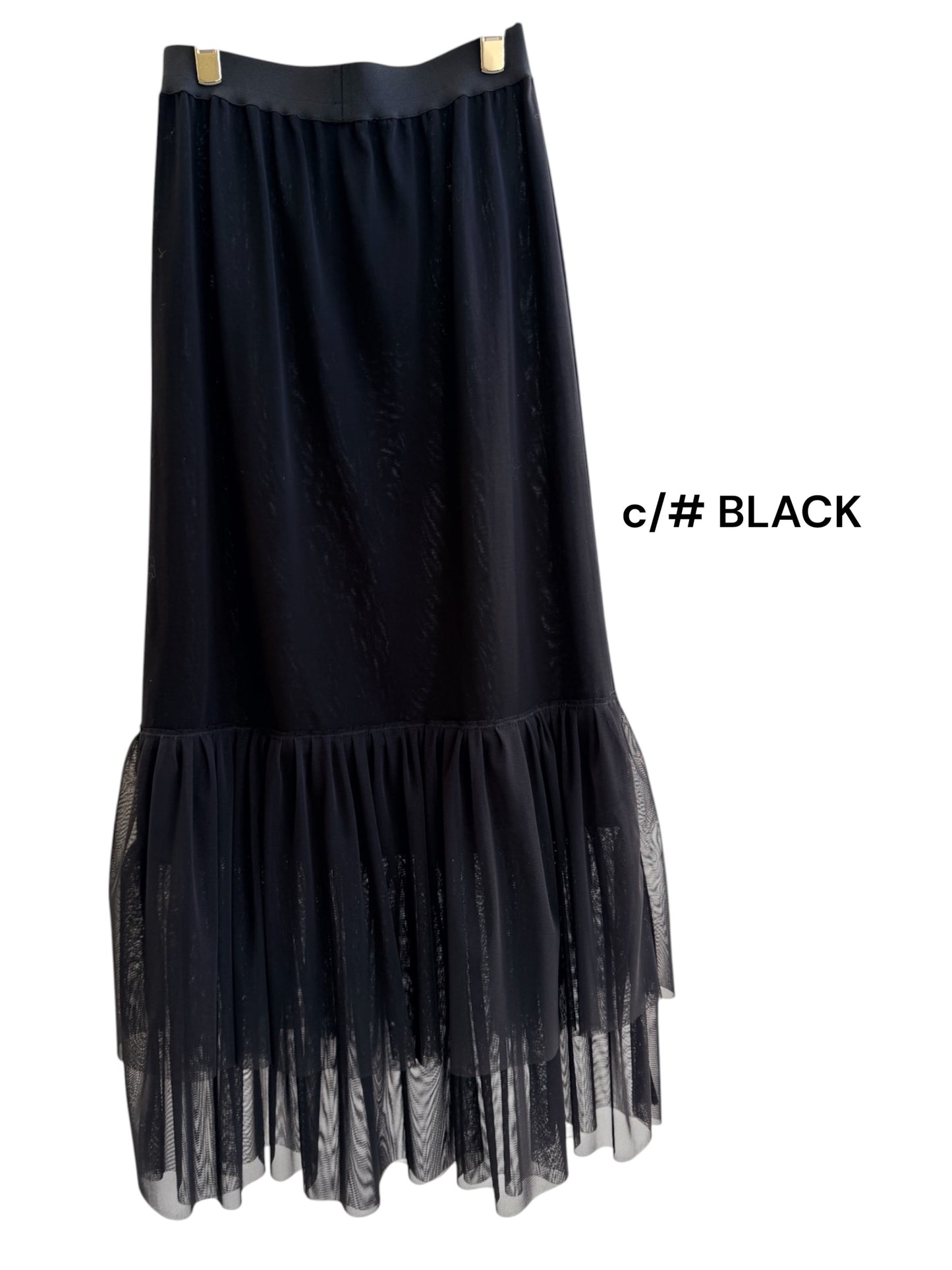 W/TULLE LACE GATHER SKIRT
