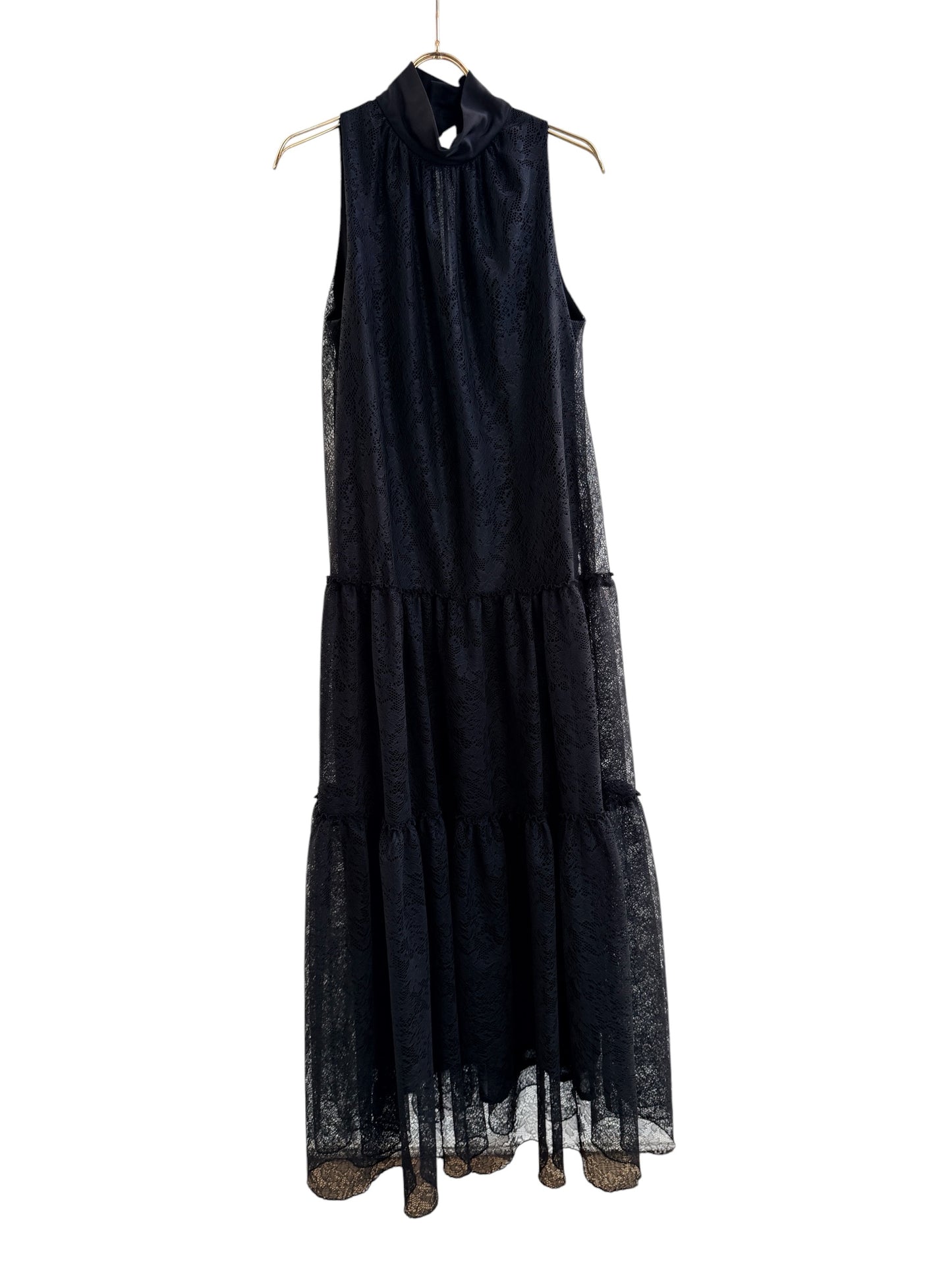 TRICOT LACE TIERED DRESS