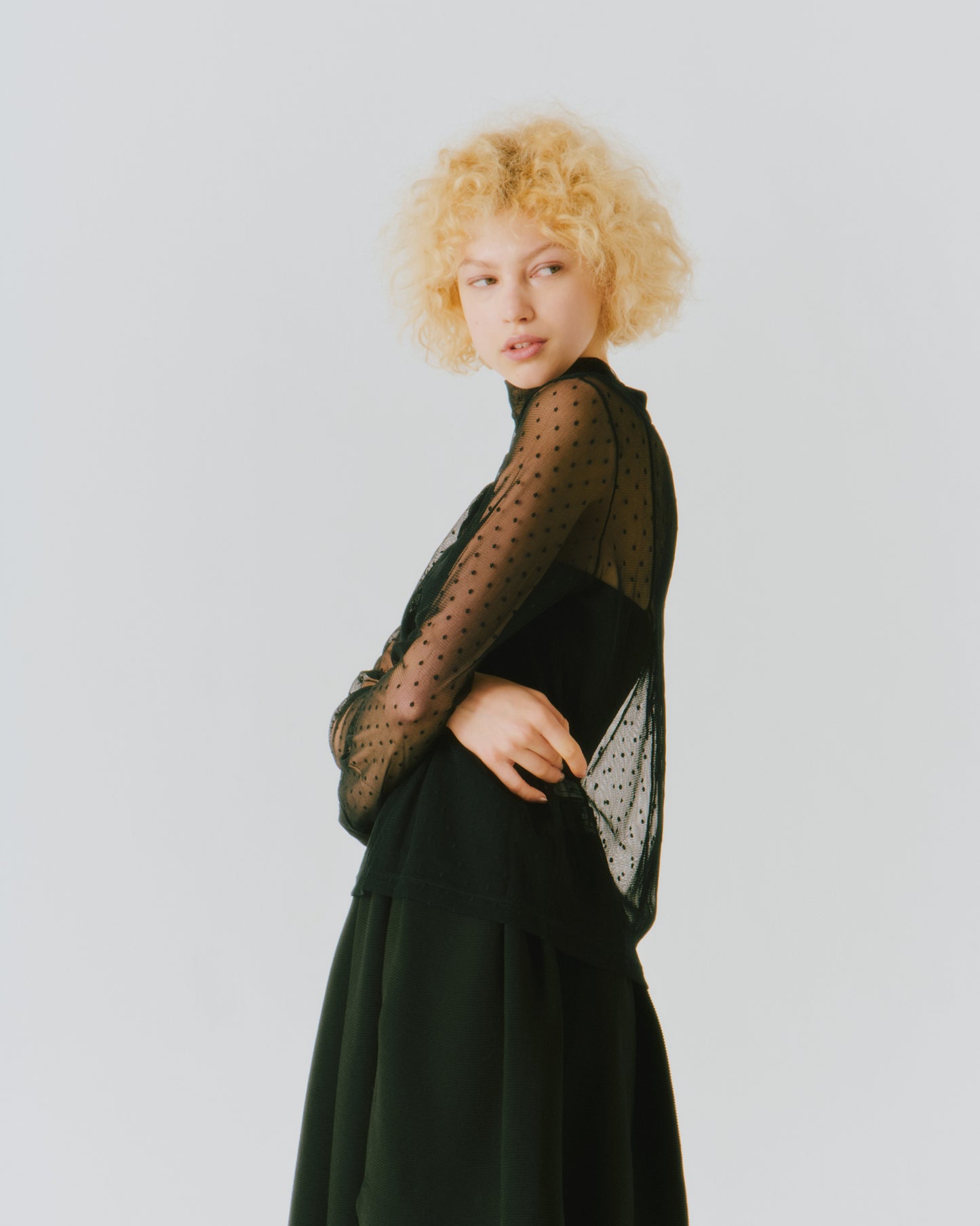 DOT MESH THUMBHOLE TOPS