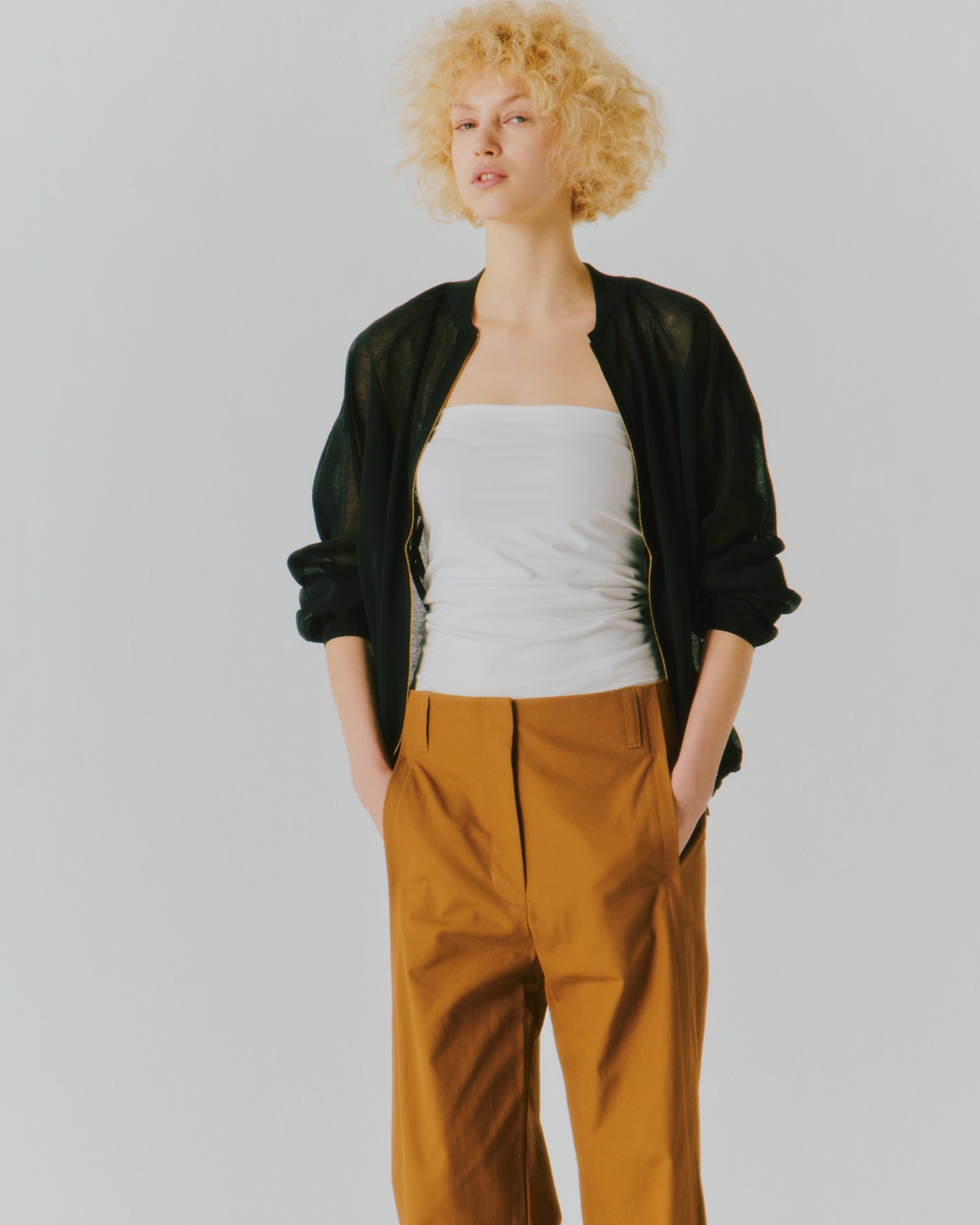 COTTON SHEER ZIP-UP BLOUSON