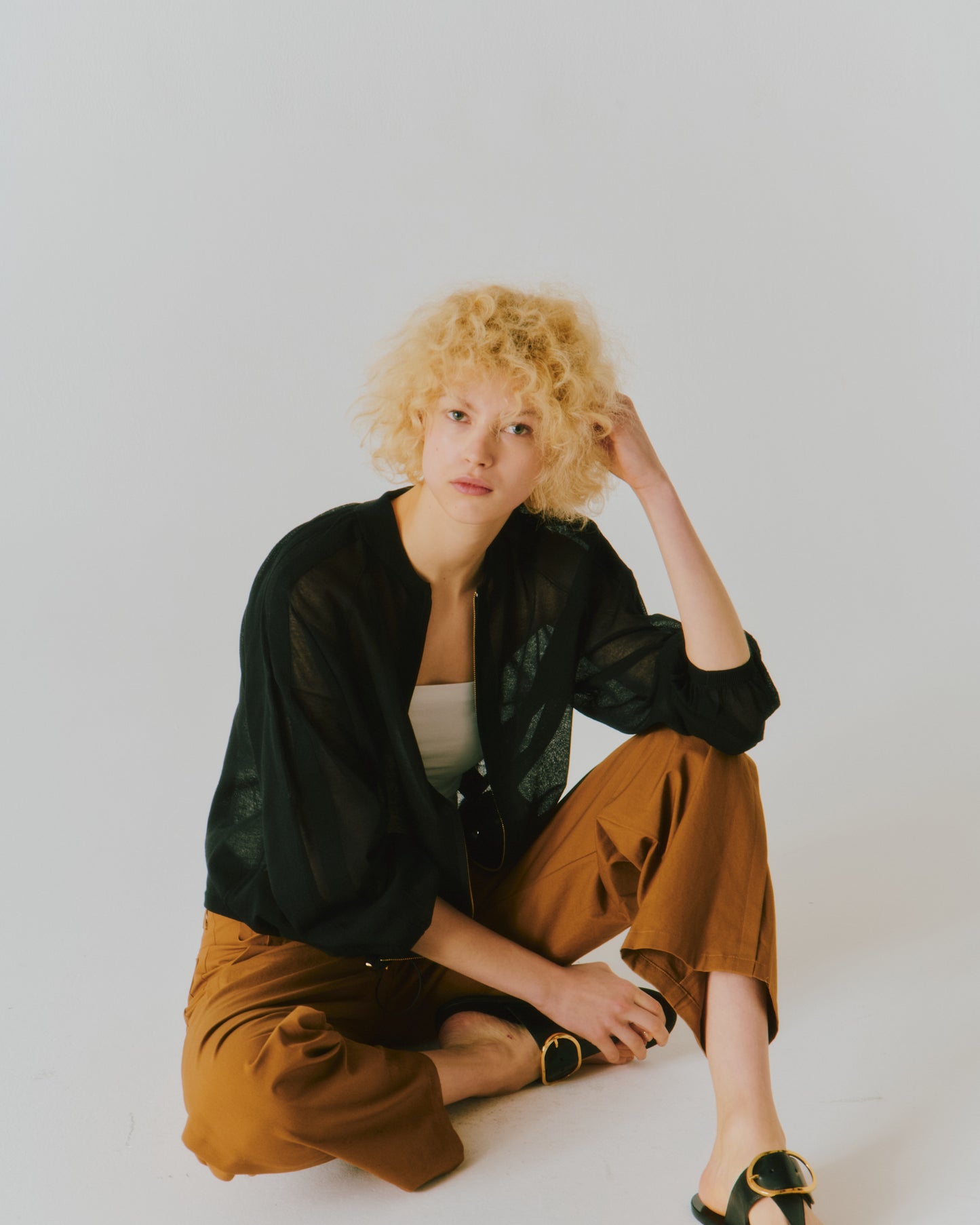 COTTON SHEER ZIP-UP BLOUSON