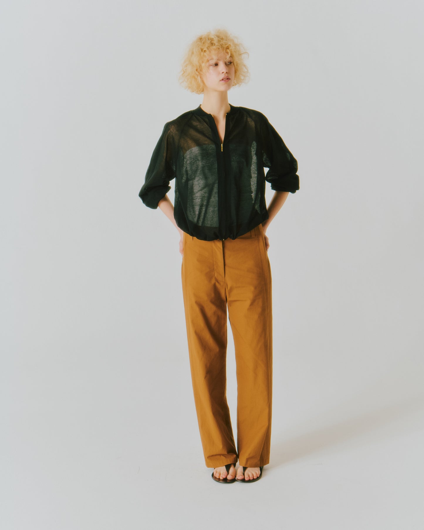 COTTON SHEER ZIP-UP BLOUSON