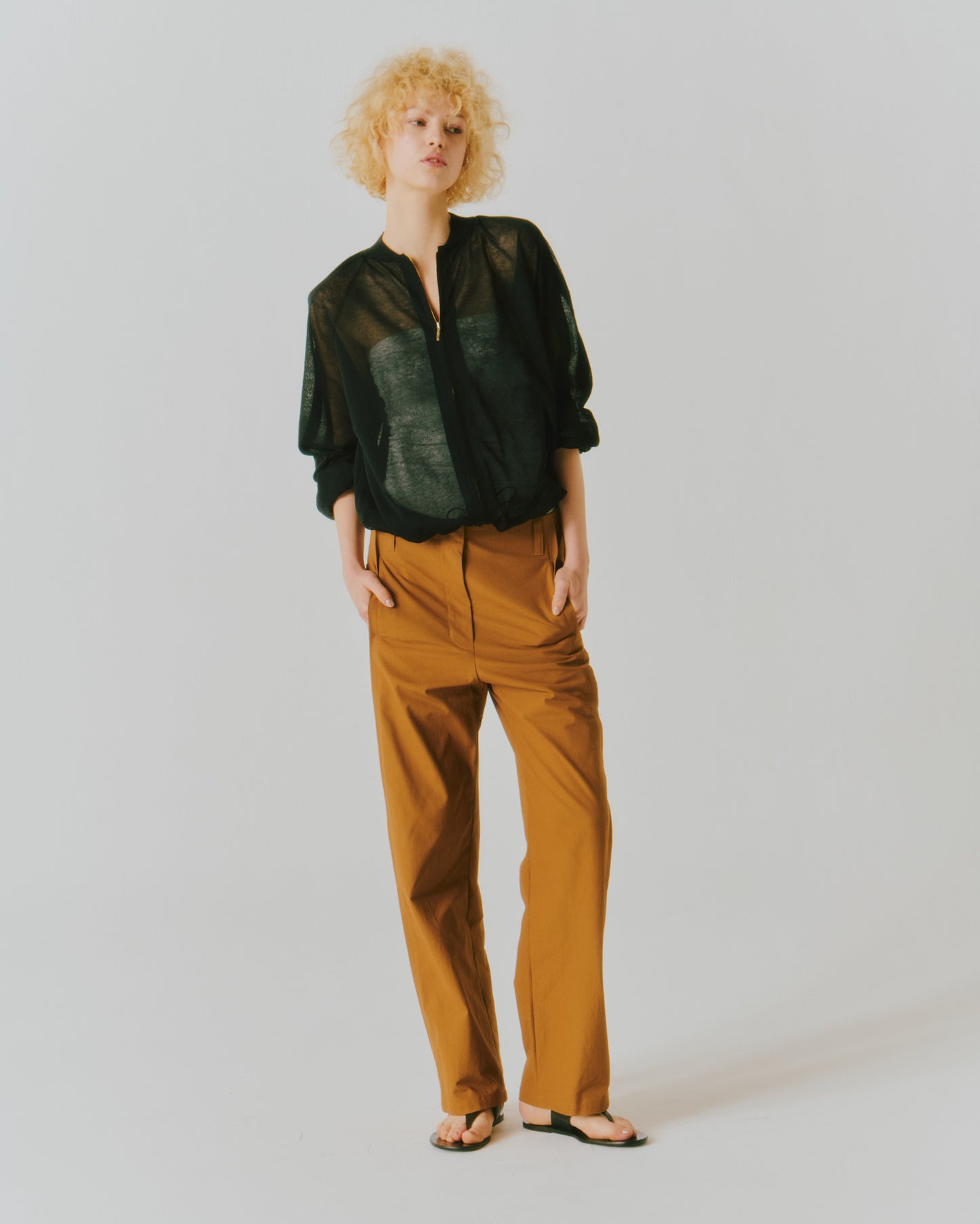 COTTON SHEER ZIP-UP BLOUSON