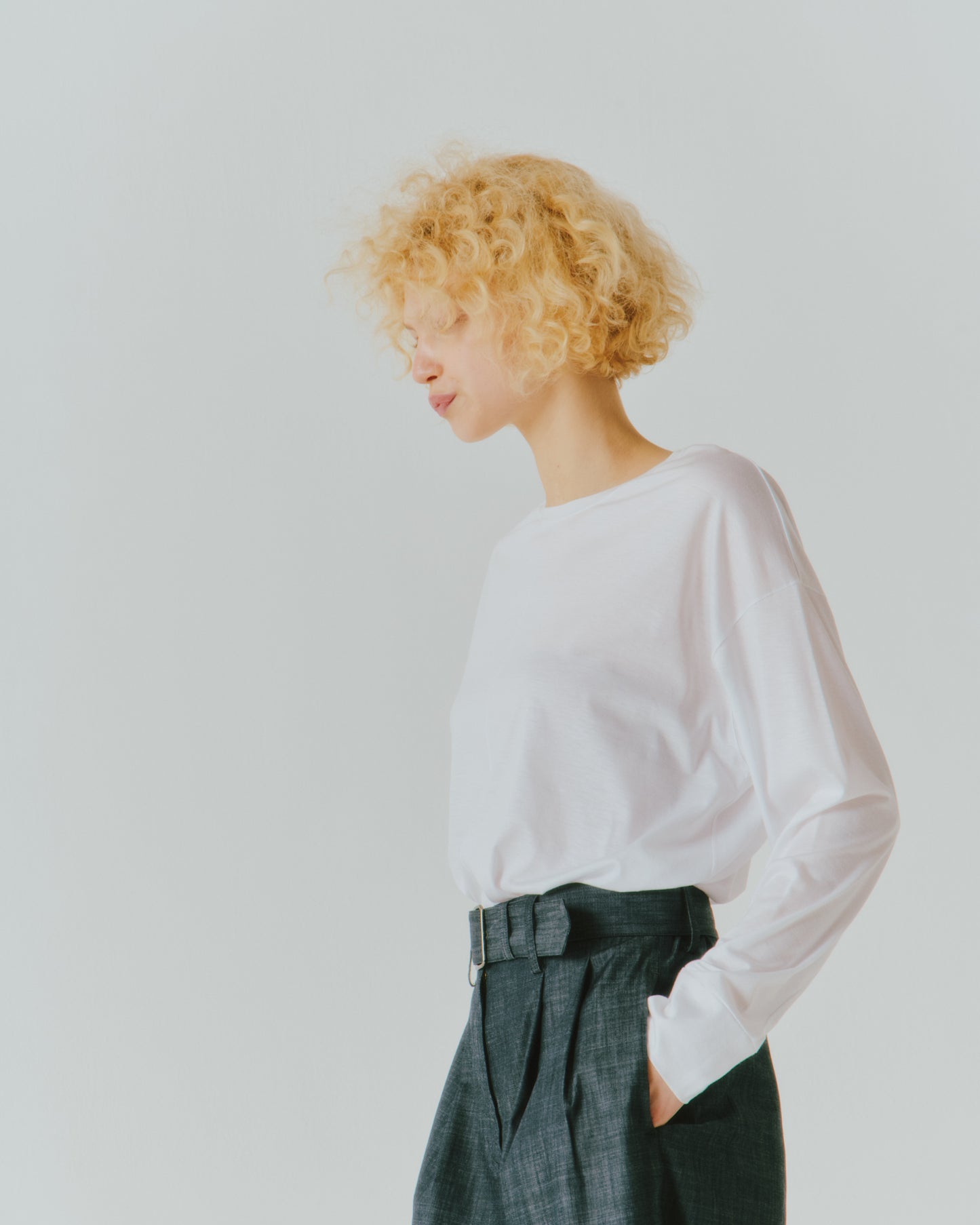 TENCEL ROUND/HEM LS TEE