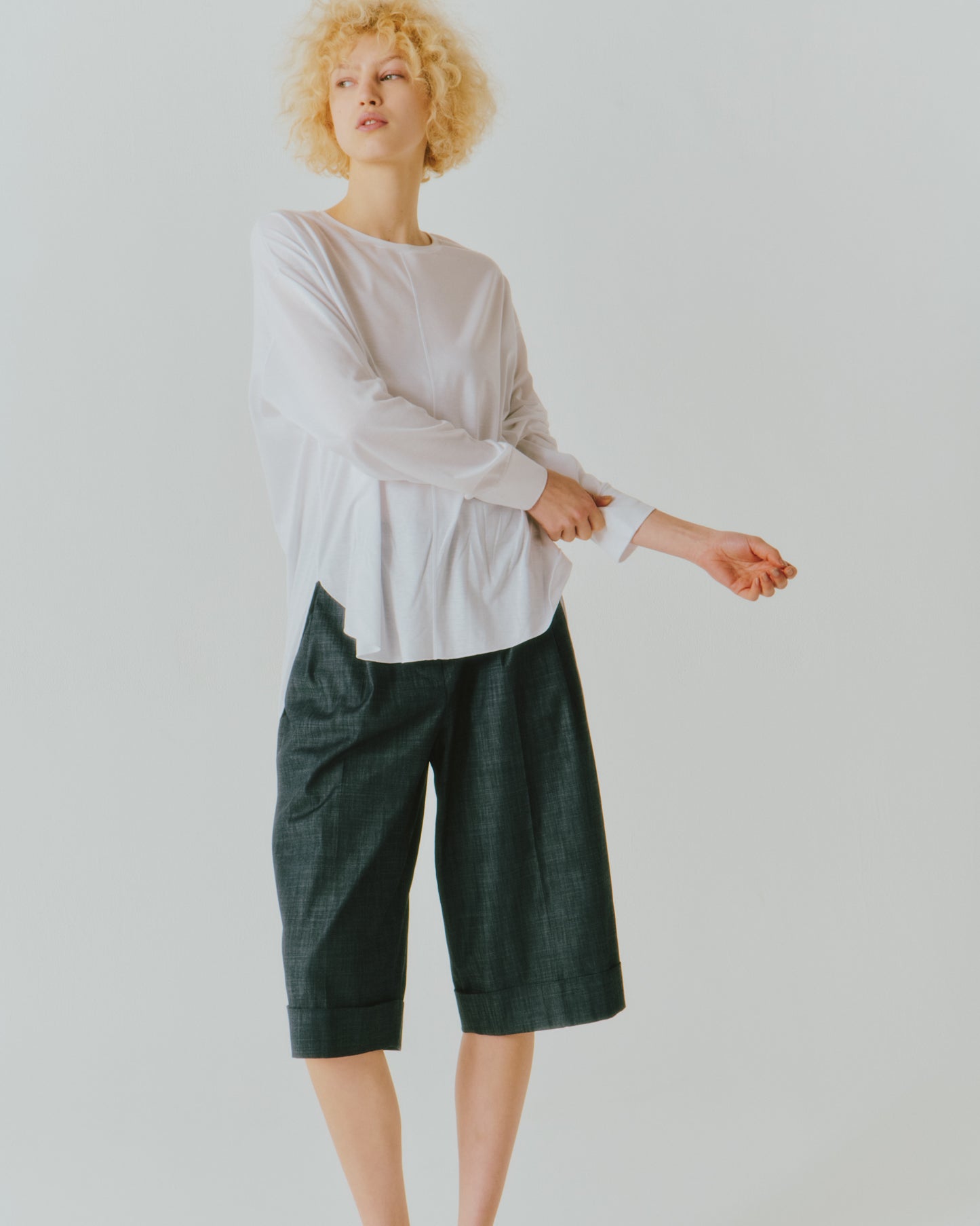 TENCEL ROUND/HEM LS TEE