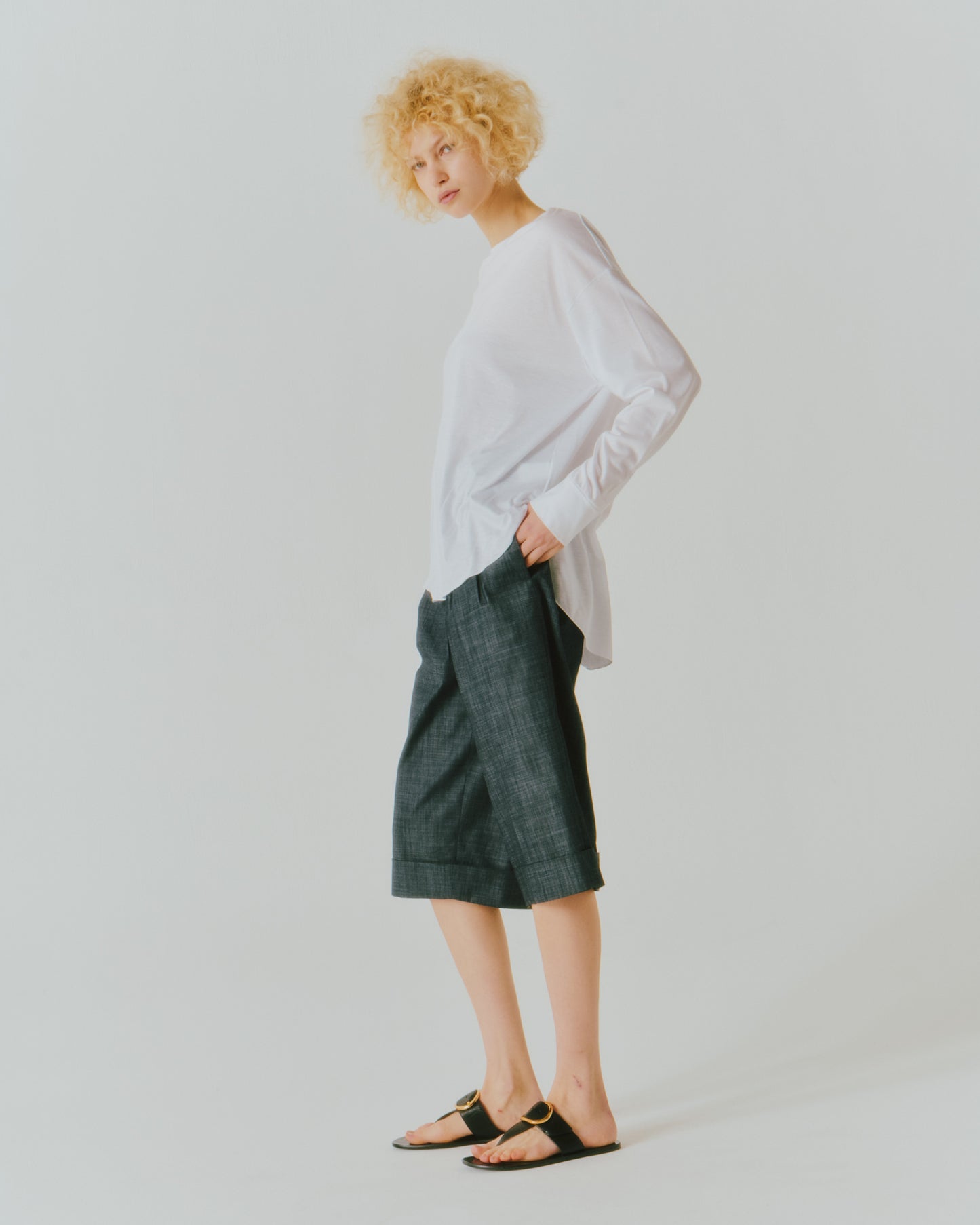TENCEL ROUND/HEM LS TEE