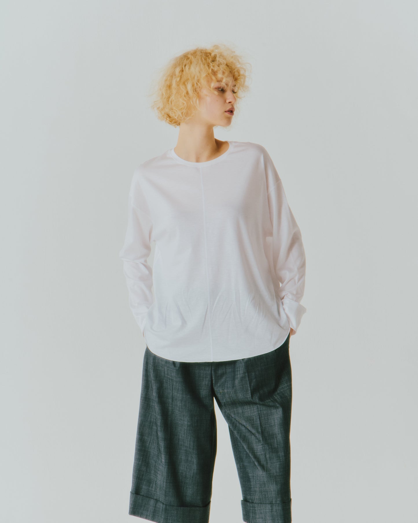 TENCEL ROUND/HEM LS TEE