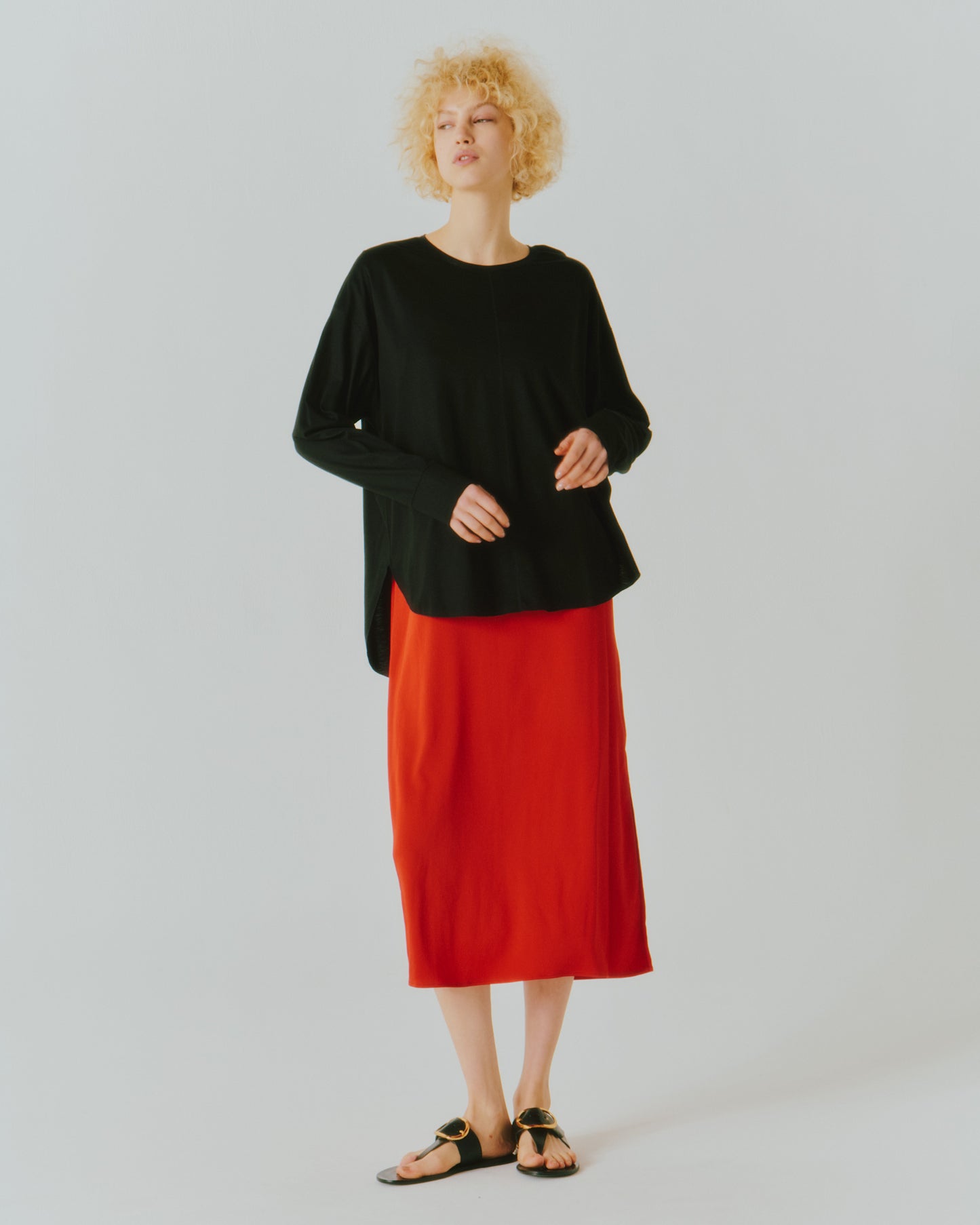 TENCEL ROUND/HEM LS TEE