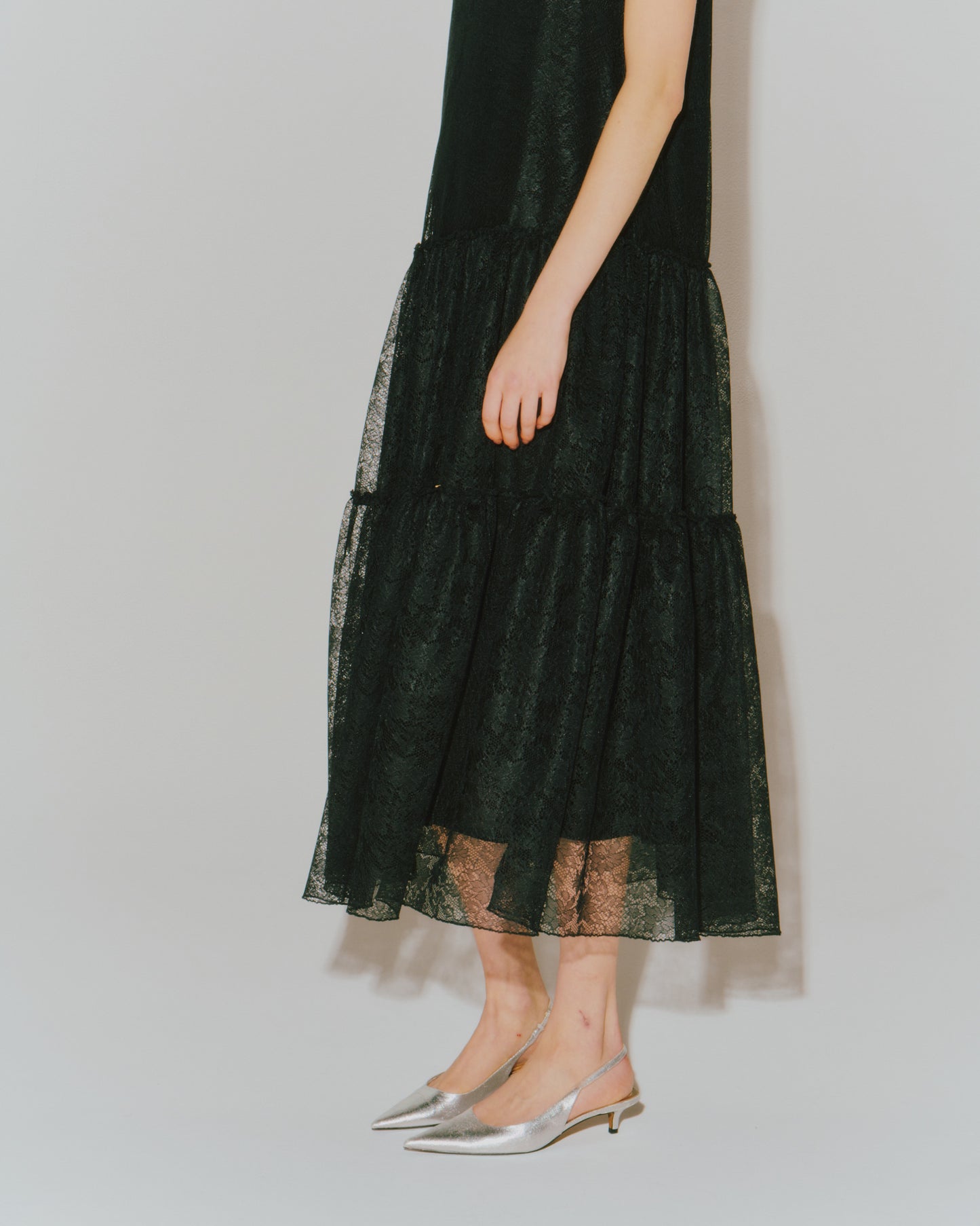 TRICOT LACE TIERED DRESS