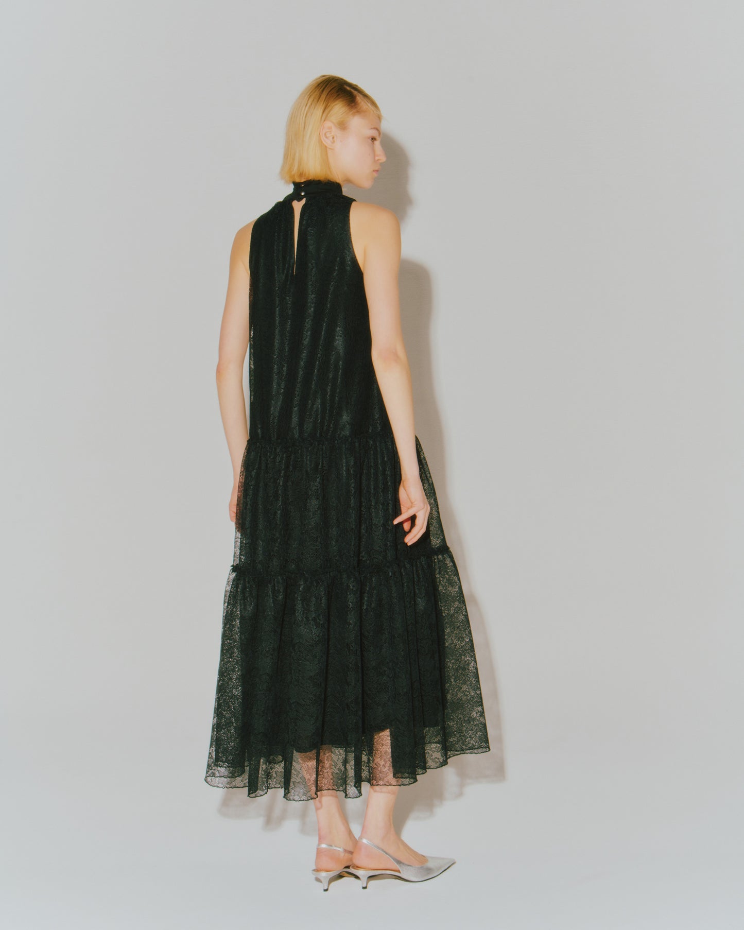 TRICOT LACE TIERED DRESS