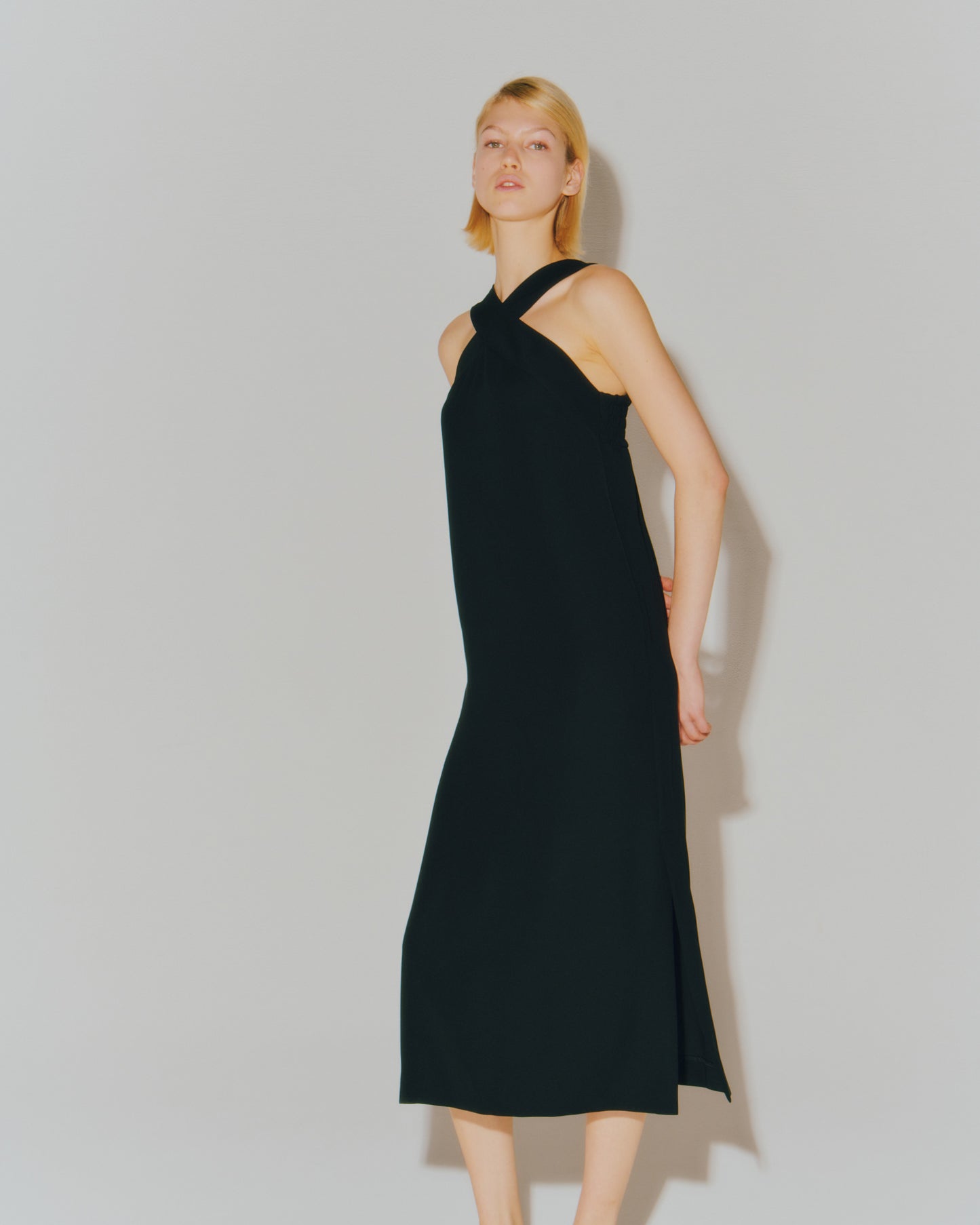 W-SATIN CROSS DRESS