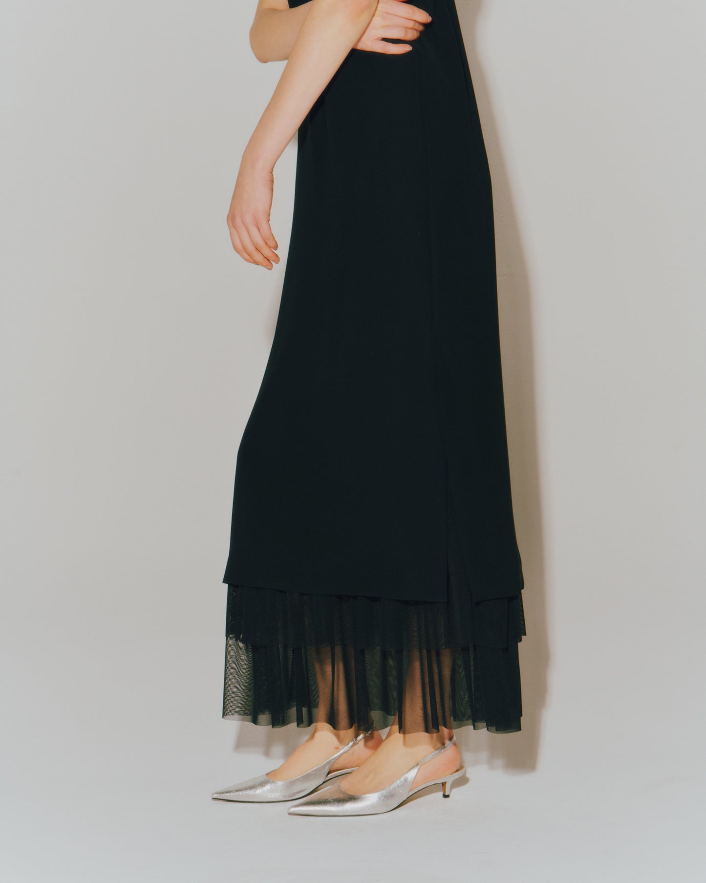 W-SATIN CROSS DRESS