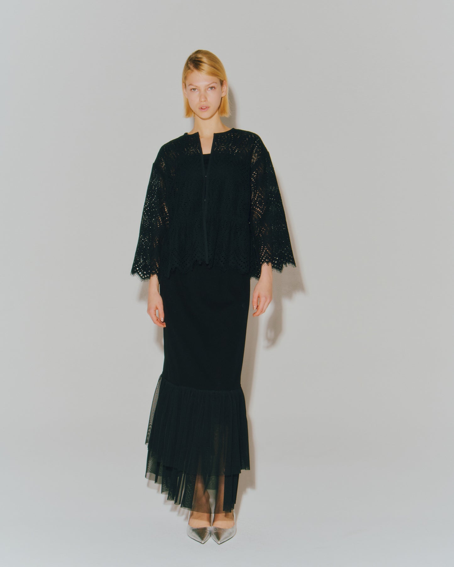 W/TULLE LACE GATHER SKIRT
