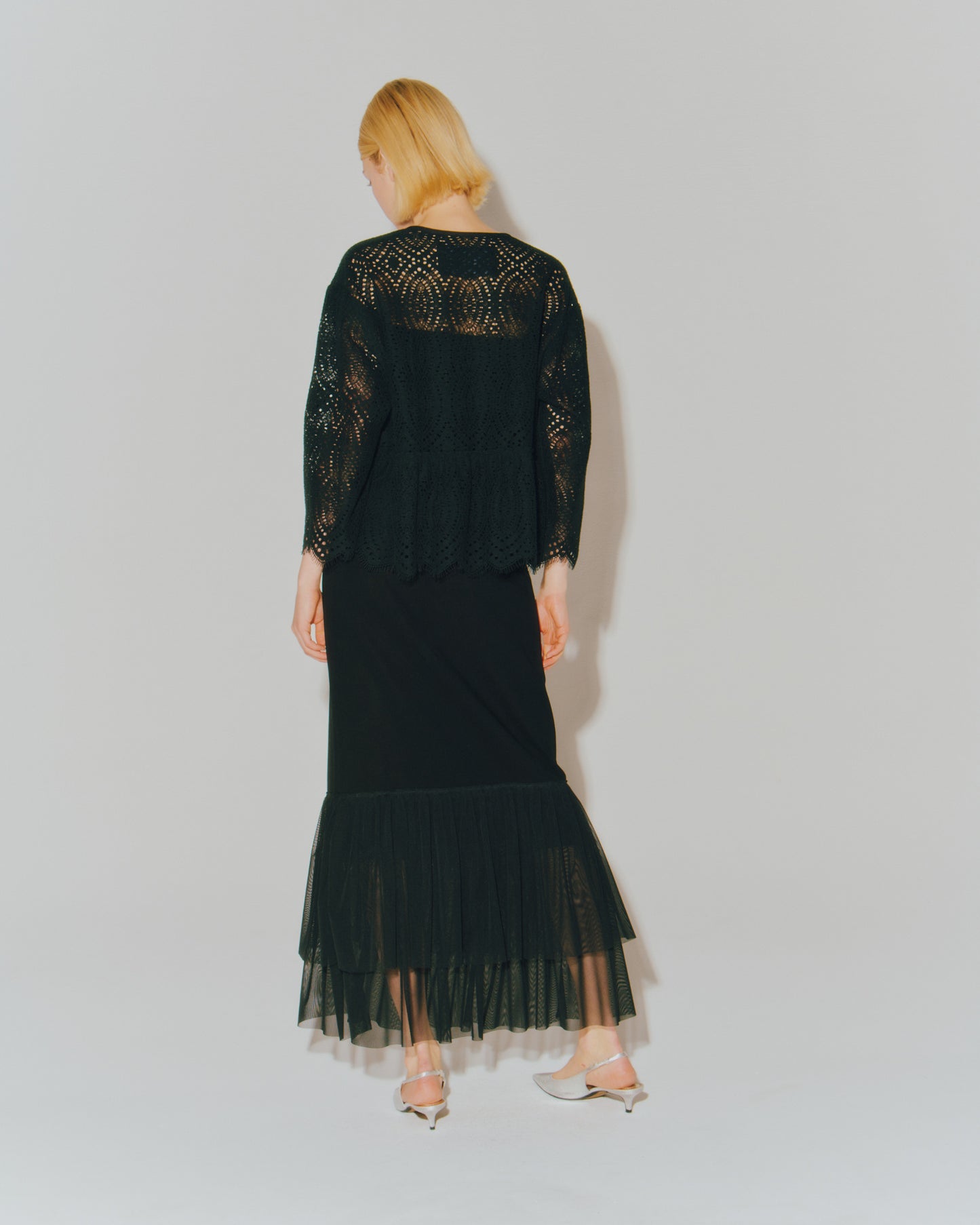 W/TULLE LACE GATHER SKIRT