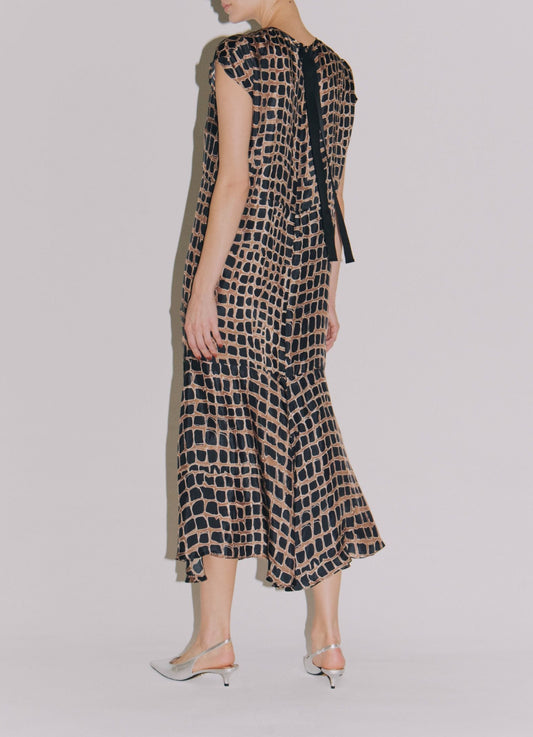 【LAST ONE】CROCO-PRT RIBBON DRAPE DRESS