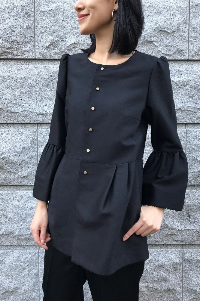 Wool/Silk Gather Sleeve Jacket