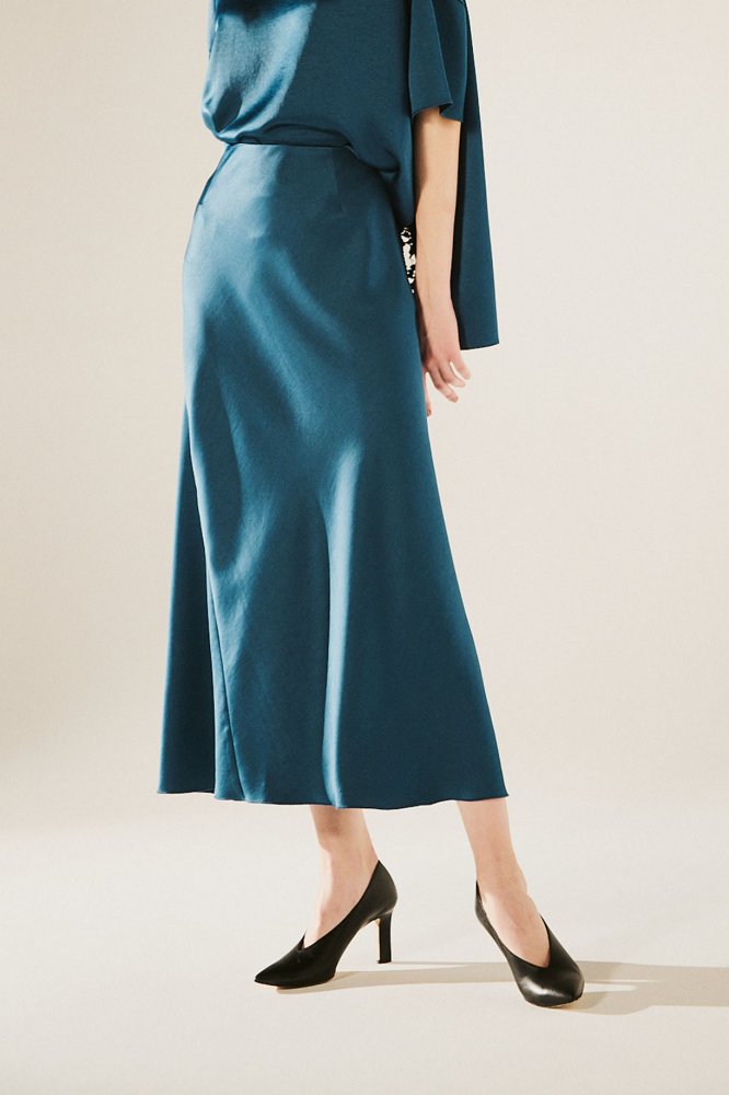 VINTAGE-SATIN DRAPE SKIRT