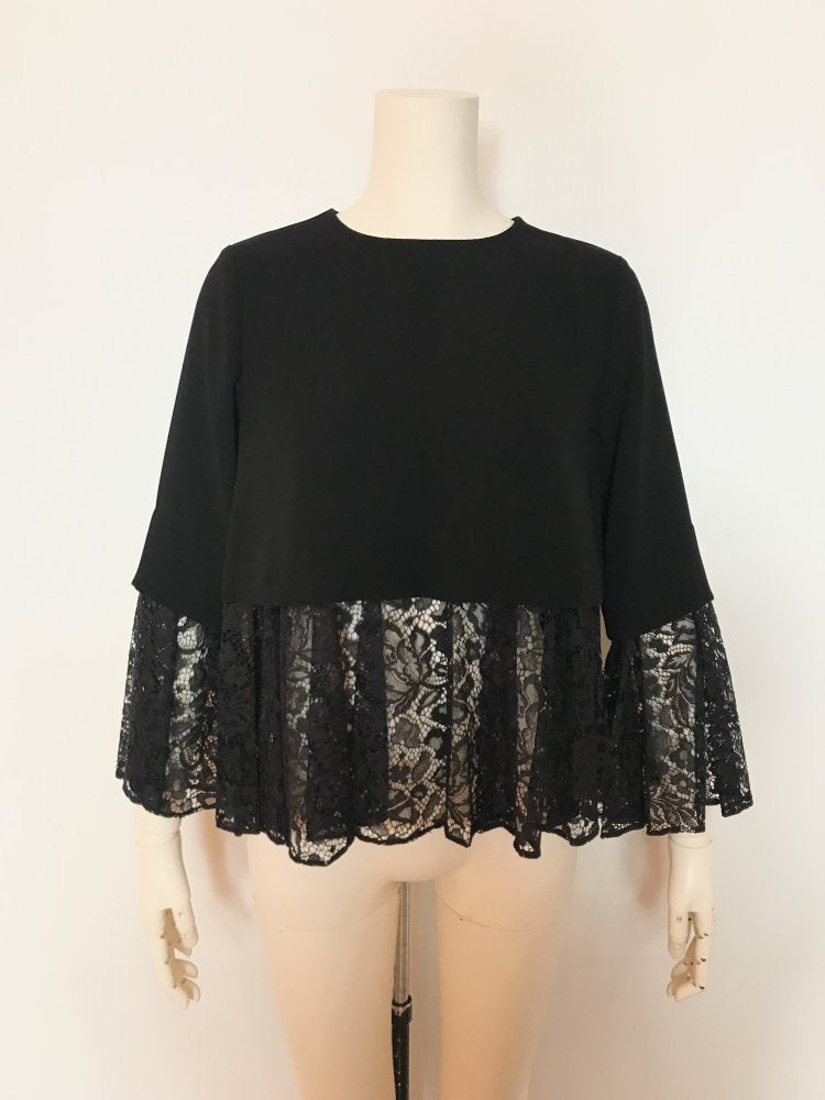 DOUBLE SATIN /LACE DRAPE TOPS