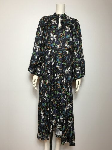 【LAST ONE】LEAF-PRINT STAND/C DRAPE DRESS